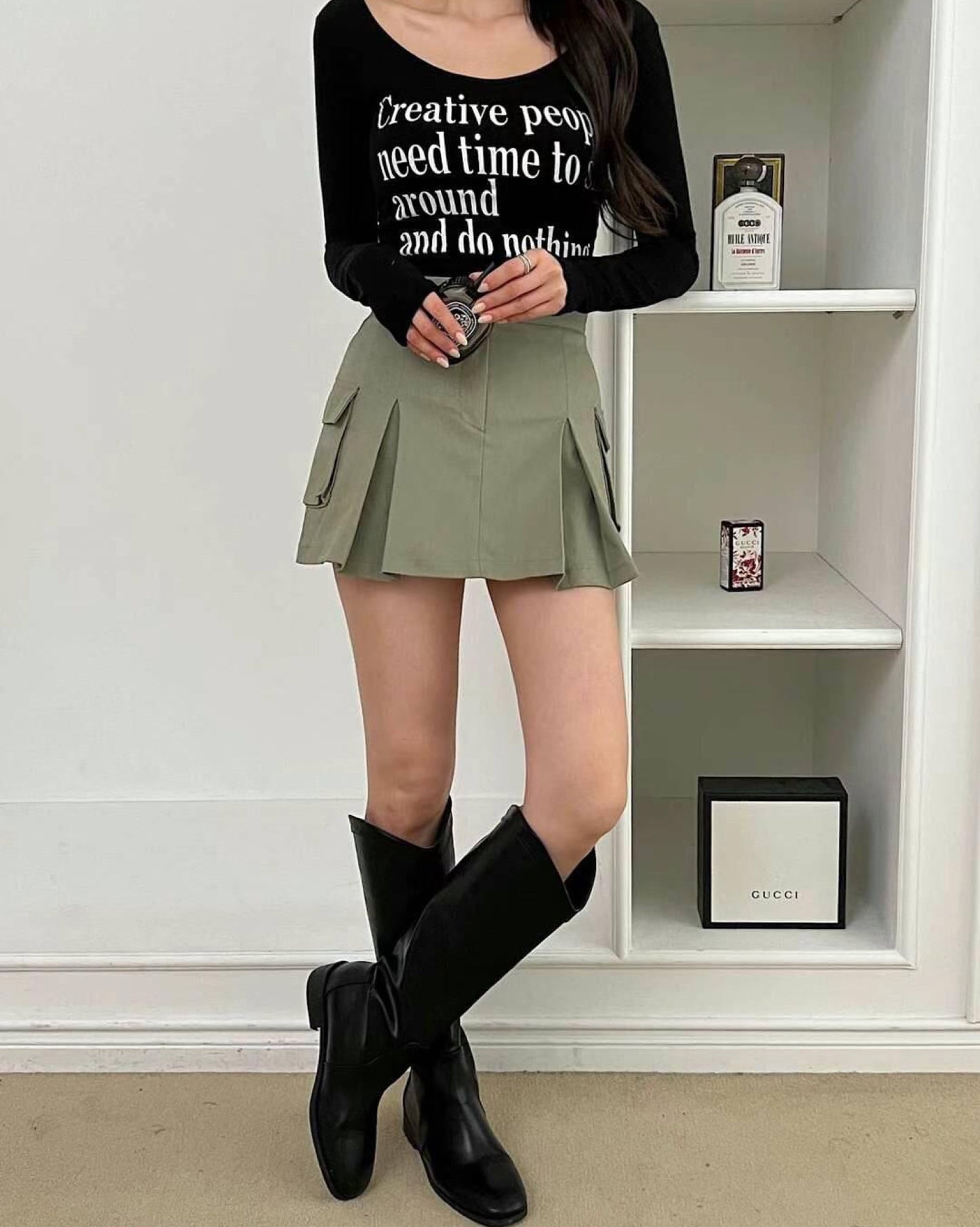 【型格+工裝風 | 𝟮 𝗦𝗶𝘇𝗲 .ᐟ.ᐟ】𝗚𝗶𝗿𝗹𝘆 𝗖𝗮𝗿𝗴𝗼 𝗦𝗸𝗶𝗿𝘁 (𝗩𝗲𝗿 𝟮 附打底+裙袋)