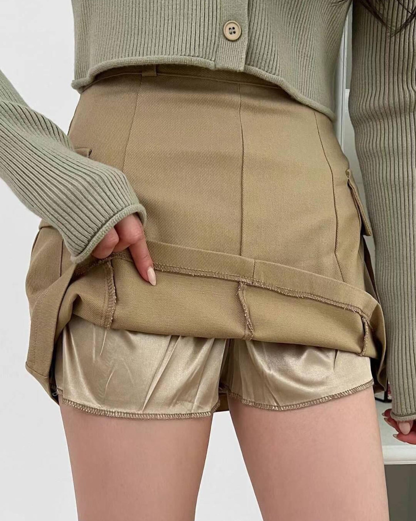 【型格+工裝風 | 𝟮 𝗦𝗶𝘇𝗲 .ᐟ.ᐟ】𝗚𝗶𝗿𝗹𝘆 𝗖𝗮𝗿𝗴𝗼 𝗦𝗸𝗶𝗿𝘁 (𝗩𝗲𝗿 𝟮 附打底+裙袋)