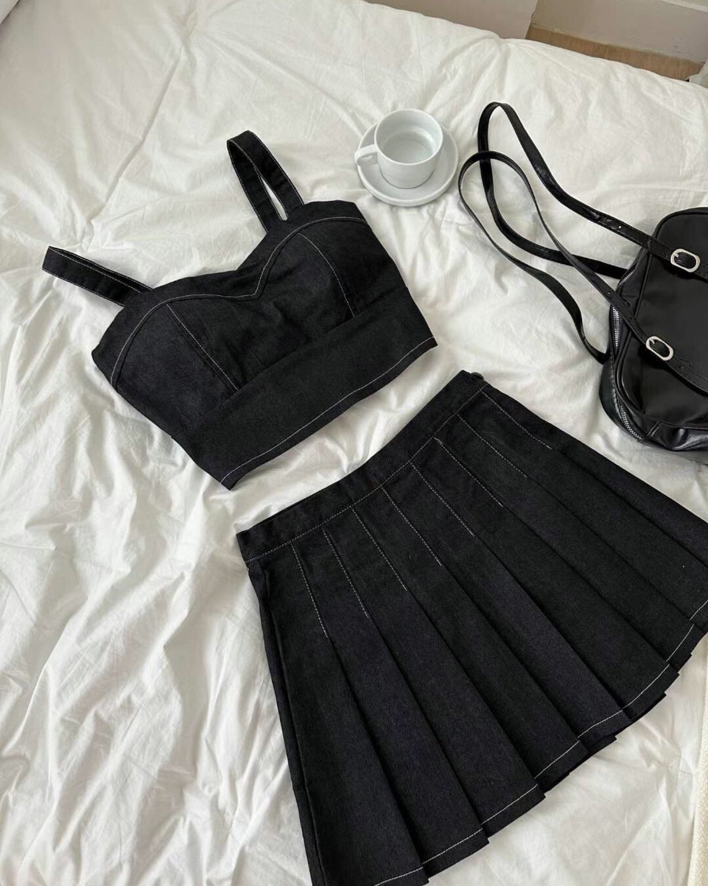 【早鳥價 | 牛仔𝗩𝗶𝗯𝗲+可分開入手.ᐟ.ᐟ】𝗛𝗲𝗮𝗿𝘁 𝗦𝗵𝗮𝗽𝗲 𝗧𝗼𝗽+𝗦𝗸𝗶𝗿𝘁 𝗦𝗲𝘁 (連𝗣𝗔𝗗)