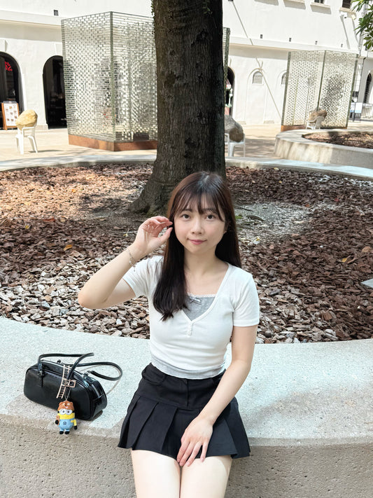 【🤍短版進場🤍拼色假兩件♔♔ 】𝗦𝘄𝗲𝗲𝘁 𝗚𝗶𝗿𝗹 𝗧 (𝗦𝗛𝗢𝗥𝗧 𝗩𝗘𝗥.)