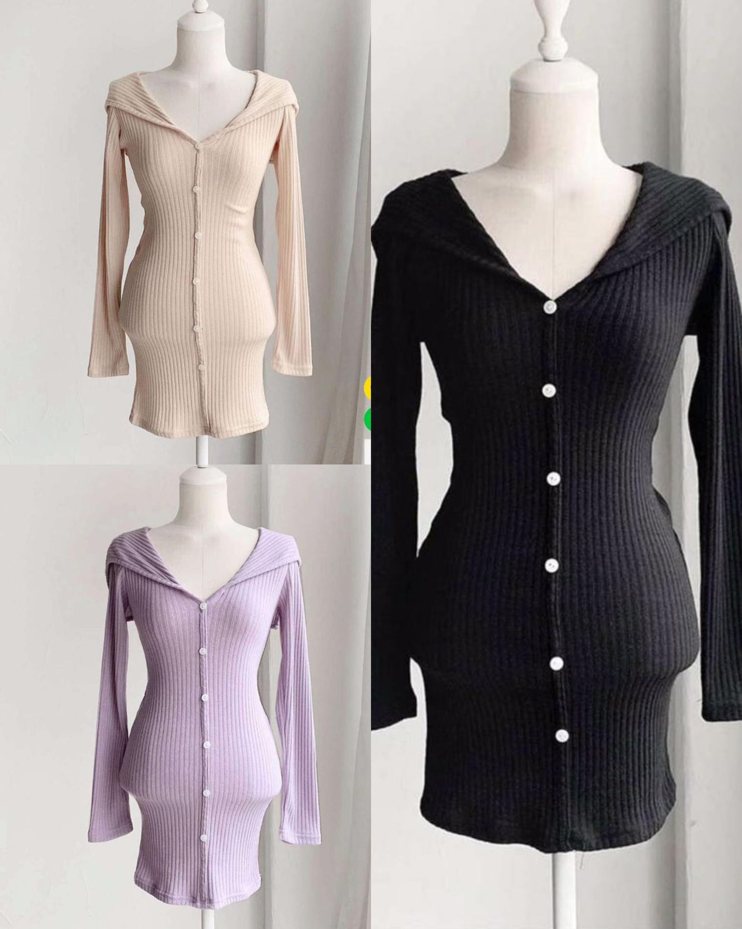 【超美薰衣草色.ᐟ.ᐟ】小扣鈕連帽裙𝗢𝗣𝗦