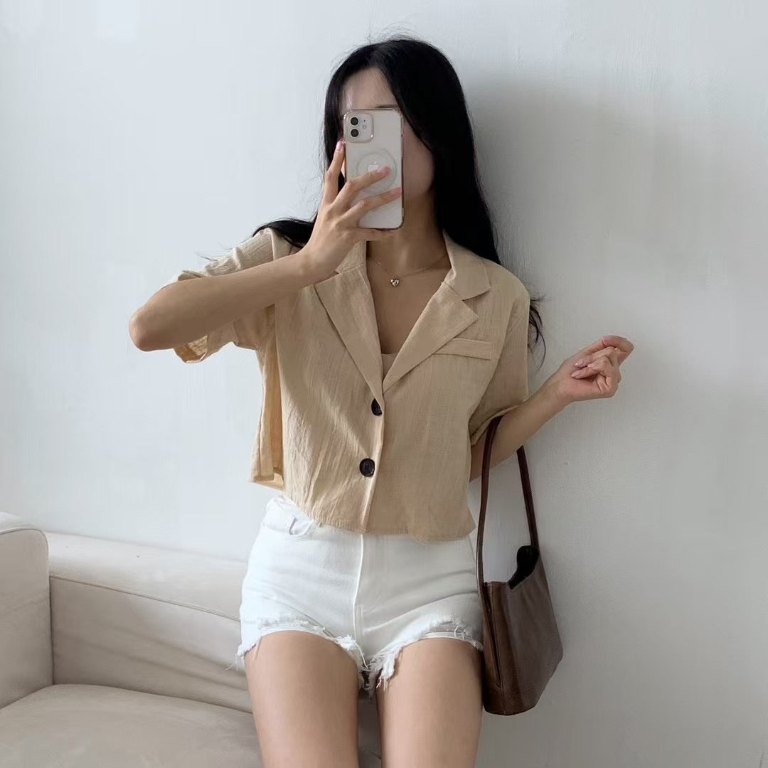 【∙·▫▫ᵒᴼᵒ▫ₒₒ▫ 熱賣回歸! 棉麻高質地小西裝 ! 】𝗦𝗵𝗼𝗿𝘁 𝗕𝗹𝗮𝘇𝗲𝗿 𝗝𝗞