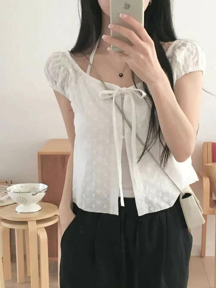 【„.-•~¹°”ˆ˜¨ 早鳥~ 美爆碎花 🌻透薄感滿分🌻】 𝗙𝗹𝗼𝘄𝗲𝗿 𝗟𝗮𝗰𝗲 𝗢𝘂𝘁𝗲𝗿 𝗧𝗼𝗽