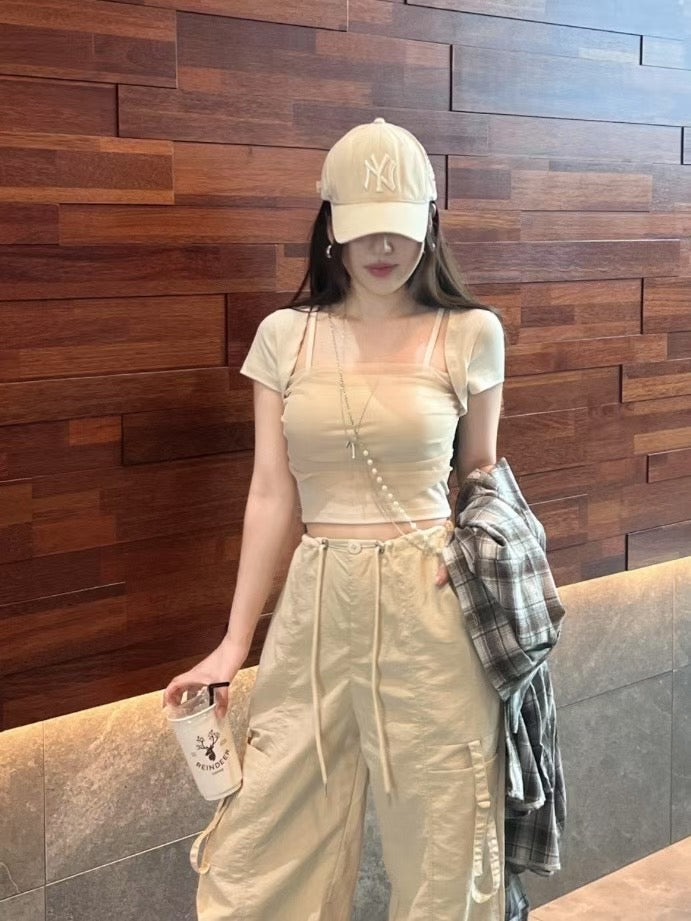 【 ♡( ⸝⸝´꒳`⸝⸝)高級感 拼紗方領𝗧𝗼𝗽🌿˚早鳥~】𝗦𝗾𝘂𝗮𝗿𝗲 𝗖𝗵𝗶𝗳𝗳𝗼𝗻 𝗧𝗼𝗽