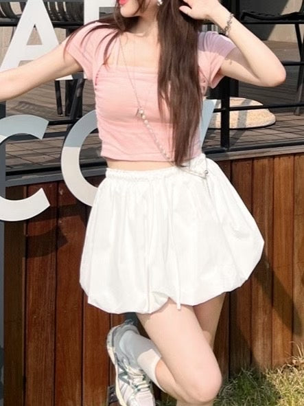 【 ♡( ⸝⸝´꒳`⸝⸝)高級感 拼紗方領𝗧𝗼𝗽🌿˚早鳥~】𝗦𝗾𝘂𝗮𝗿𝗲 𝗖𝗵𝗶𝗳𝗳𝗼𝗻 𝗧𝗼𝗽