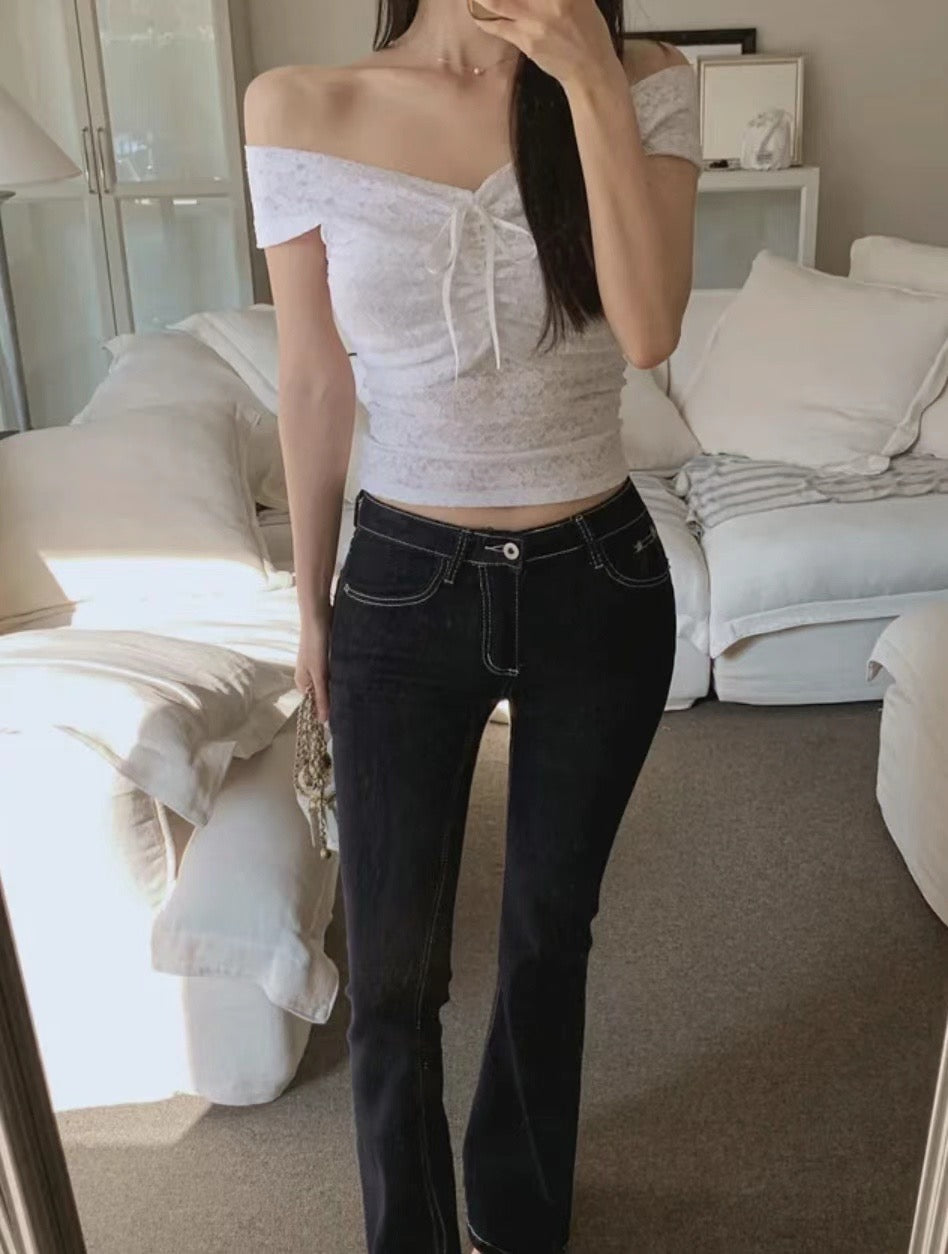 【早鳥!✩₊˚.⋆☾⋆⁺₊✧韓妹人人一件 超美做工蕾絲𝐁𝐋𝐎𝐔𝐒𝐄🧡】𝗧𝘄𝗼 𝗪𝗮𝘆 𝗕𝗮𝗻𝗴 𝗕𝗹𝗼𝘂𝘀𝗲 𝗧𝗼𝗽