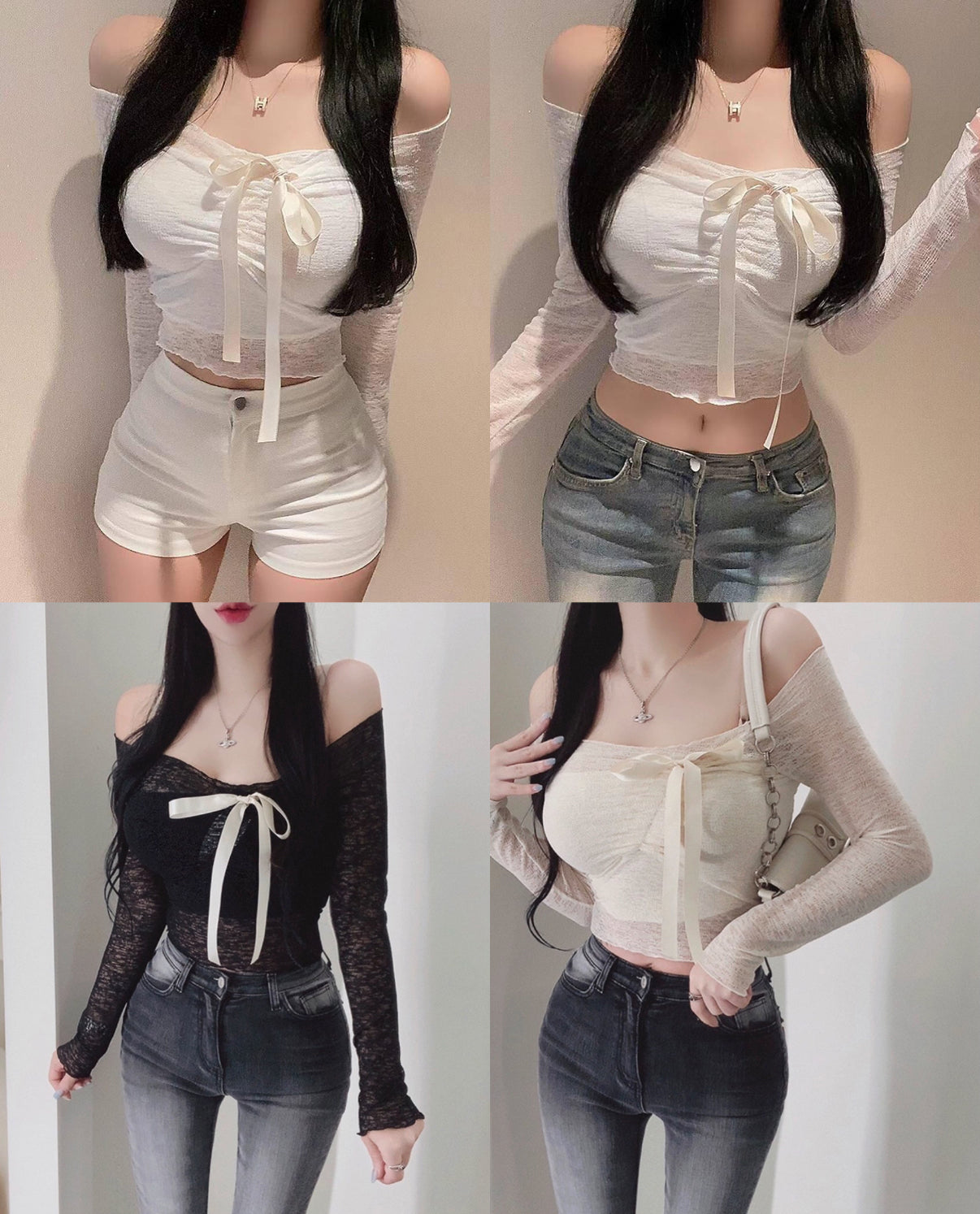 【甜美綁帶𝗟𝗮𝗰𝗲 🦋🦋 外搭 ! 彈性超好💖】仙氣綁帶蕾絲𝗧𝗼𝗽