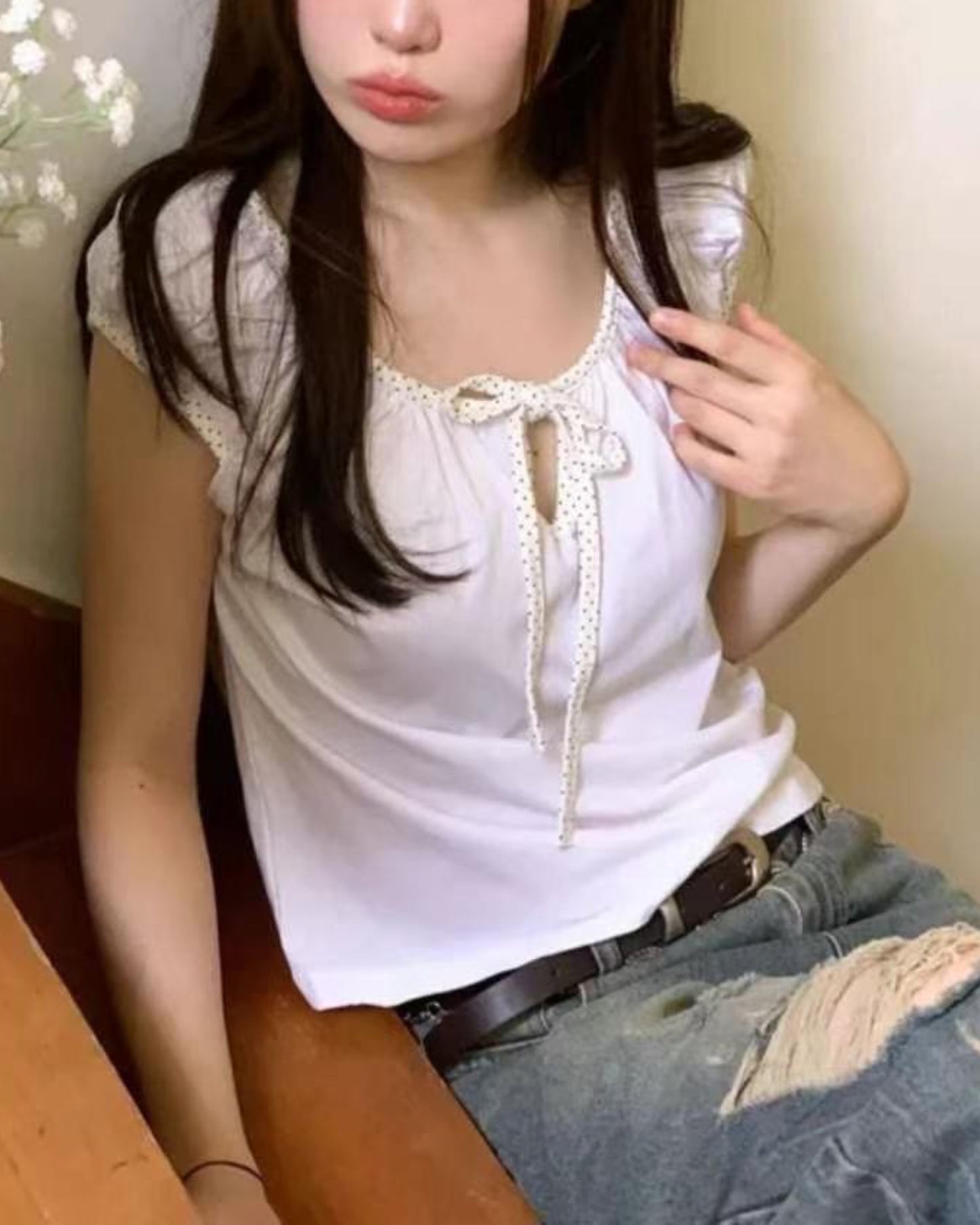 【 ♡可愛感滿 (˃͈ દ ˂͈ ༶ ) 前蝴蝶結帶 ཐིཋྀ 早鳥 ! 】𝗖𝗮𝗻𝗱𝘆 𝗚𝗶𝗿𝗹 𝗧𝗼𝗽