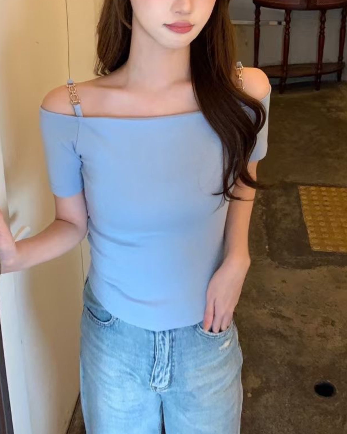 【₊˚⊹ᰔ⋆. 𐙚 ˚特別𝗖𝗵𝗮𝗶𝗻小露肩 早鳥!】𝗗𝗼𝘂𝗯𝗹𝗲 𝗖𝗵𝗮𝗶𝗻 𝗧𝗼𝗽