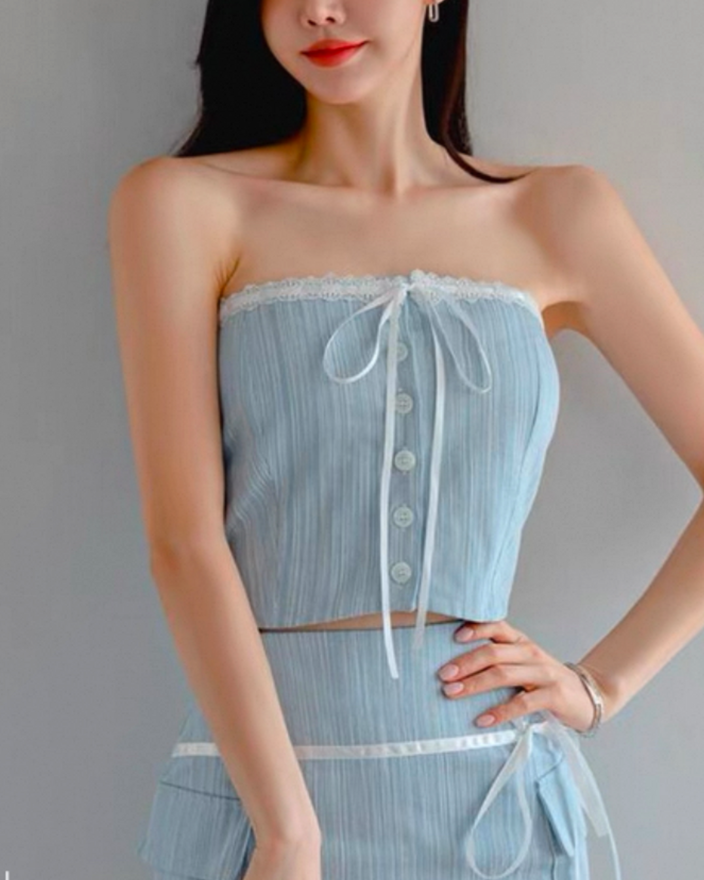 【 早鳥 (˶ᵔ ᵕ ᵔ˶)🫧 蕾絲綁帶 ୨ৎ୨ৎ 混色平口背心】 𝗥𝗶𝗯𝗯𝗼𝗻 𝗟𝗮𝗰𝗲 𝗧𝘂𝗯𝗲 𝗧𝗼𝗽