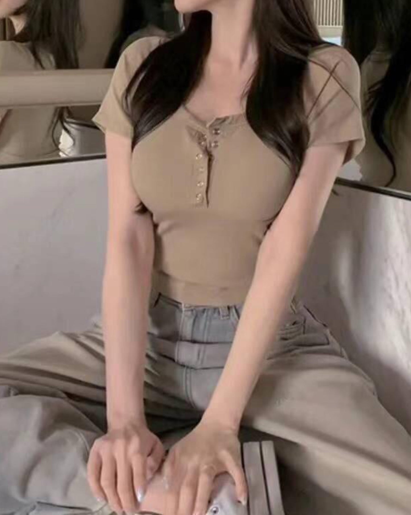 【推介牛油果色🥑 | 包覆感滿滿 .ᐟ.ᐟ 】連𝗽𝗮𝗱淨色𝗧 𝗧𝗼𝗽