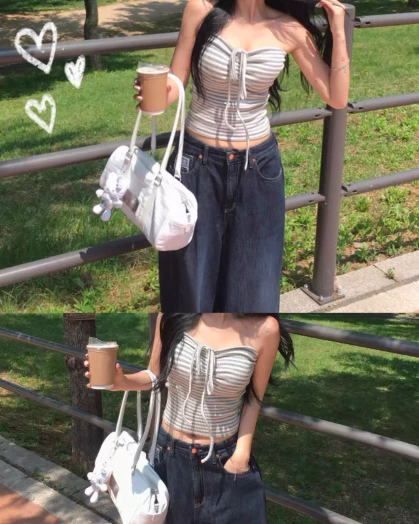 【୧ ‧₊˚ 🍮 𝗧𝘄𝗼-𝘄𝗮𝘆𝘀 綁帶心形抓胸~熱賣人氣=🍄=】綁帶心形平口背心