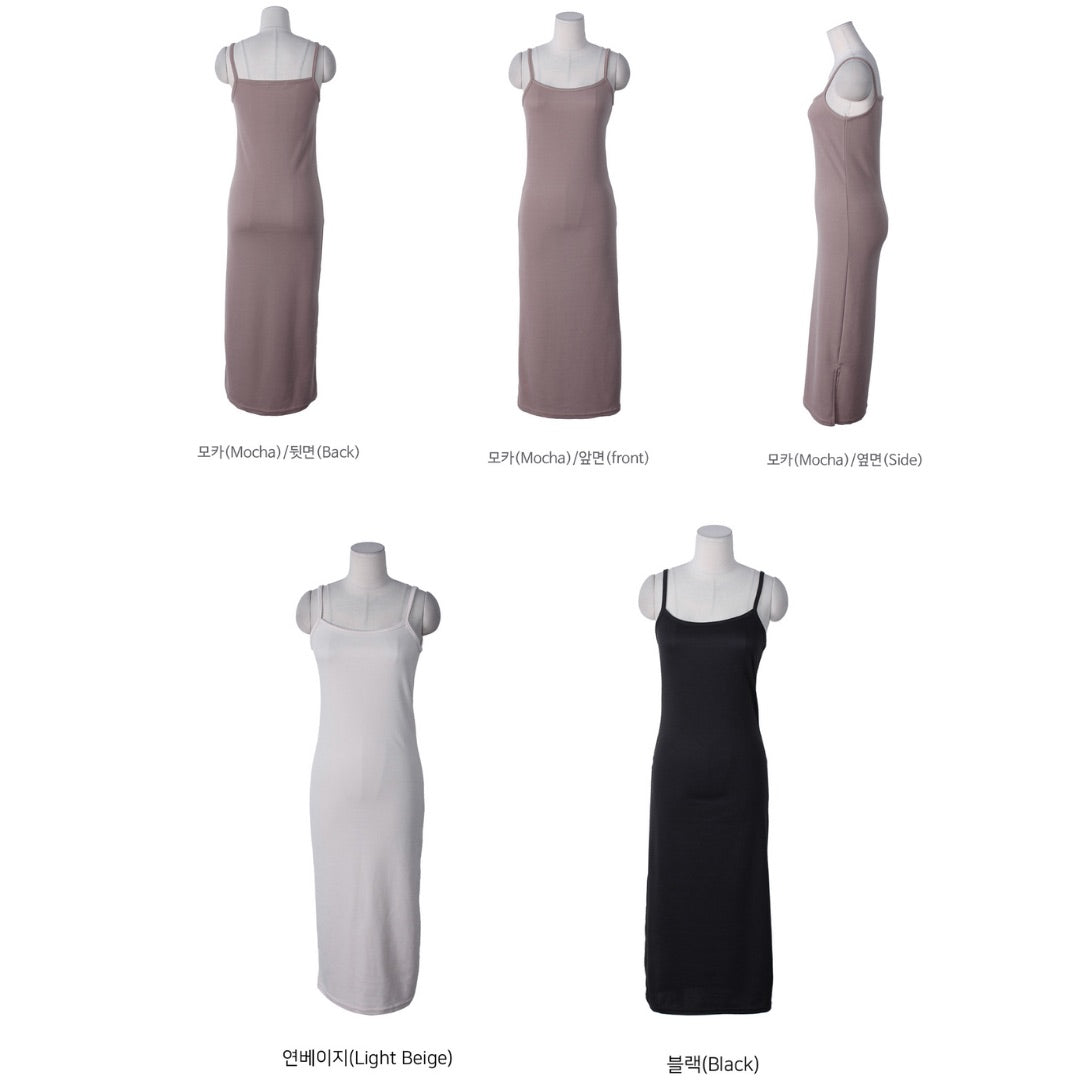 吊帶修線條連身裙♥