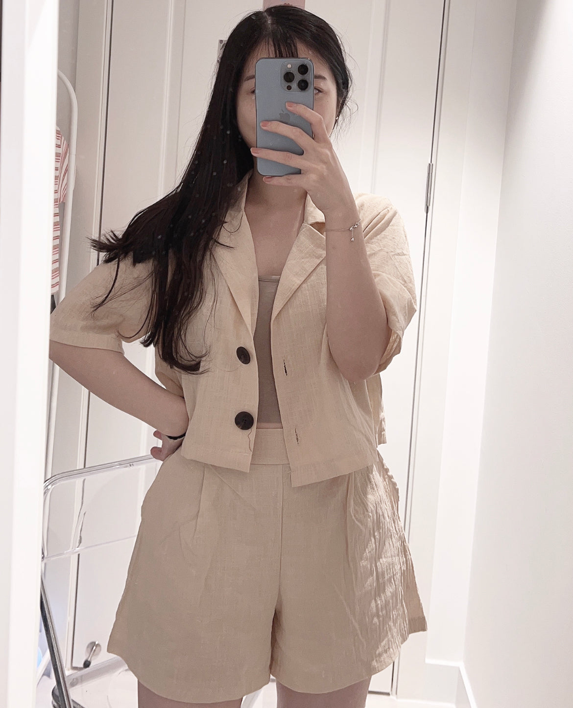 【∙·▫▫ᵒᴼᵒ▫ₒₒ▫ 熱賣回歸! 棉麻高質地小西裝 ! 】𝗦𝗵𝗼𝗿𝘁 𝗕𝗹𝗮𝘇𝗲𝗿 𝗝𝗞