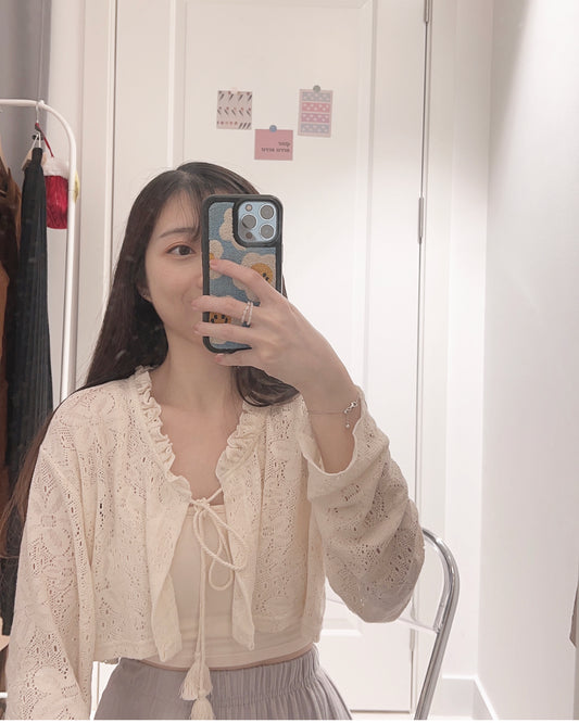 小流蘇綁帶花紋𝗢𝘂𝘁𝗲𝗿♥