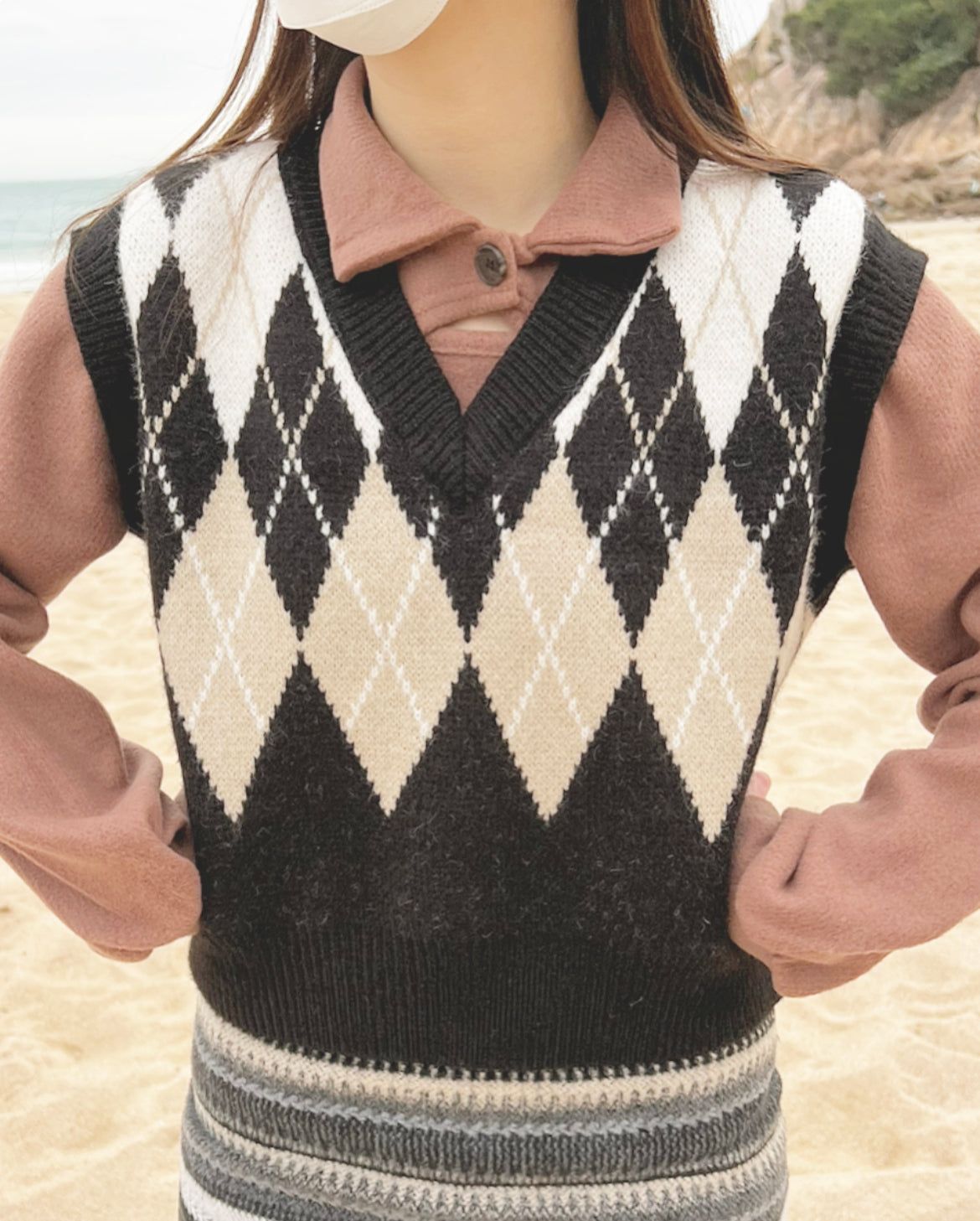 菱格針織背心