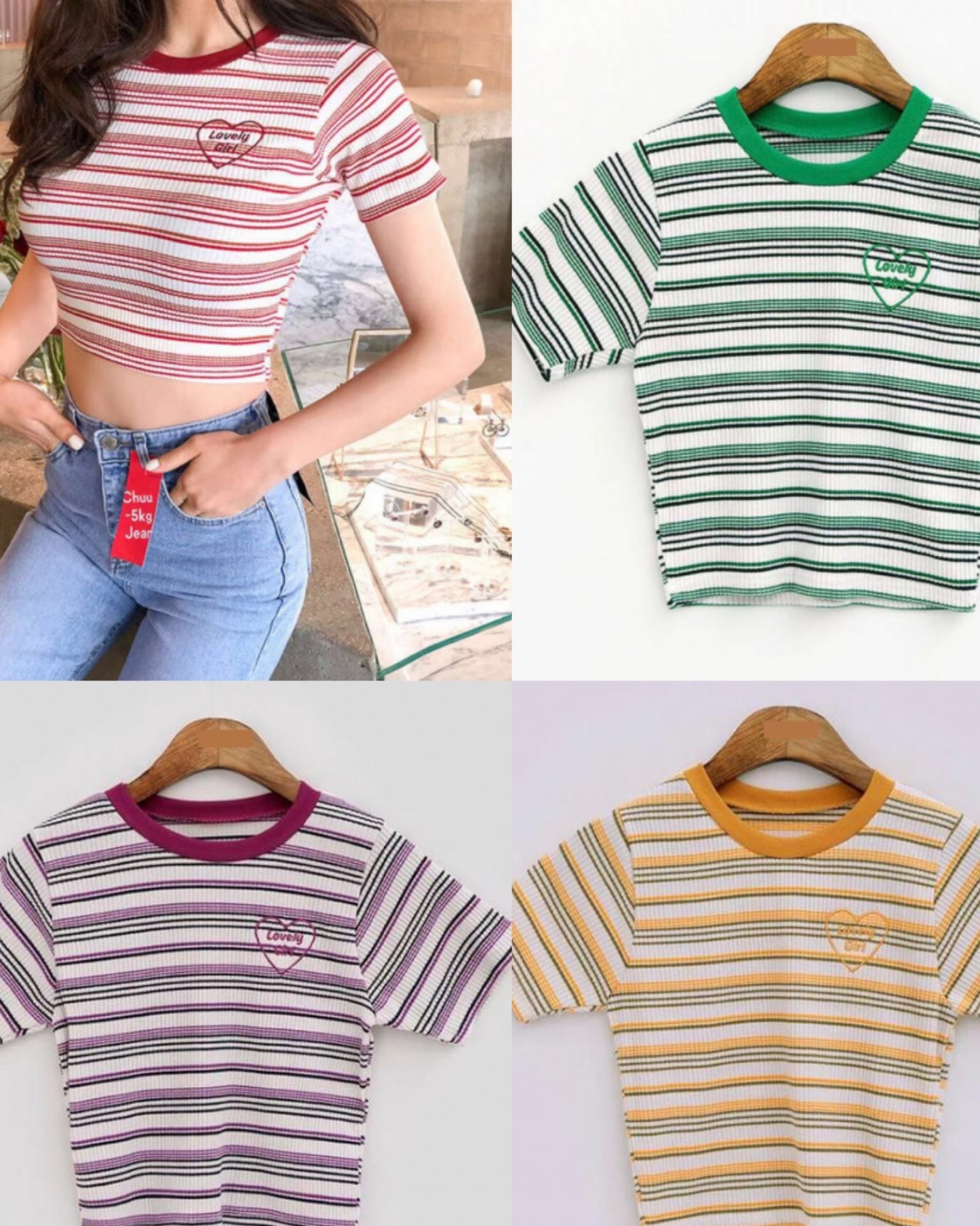 【♥顯瘦條紋♥】心心條紋𝗧𝗼𝗽