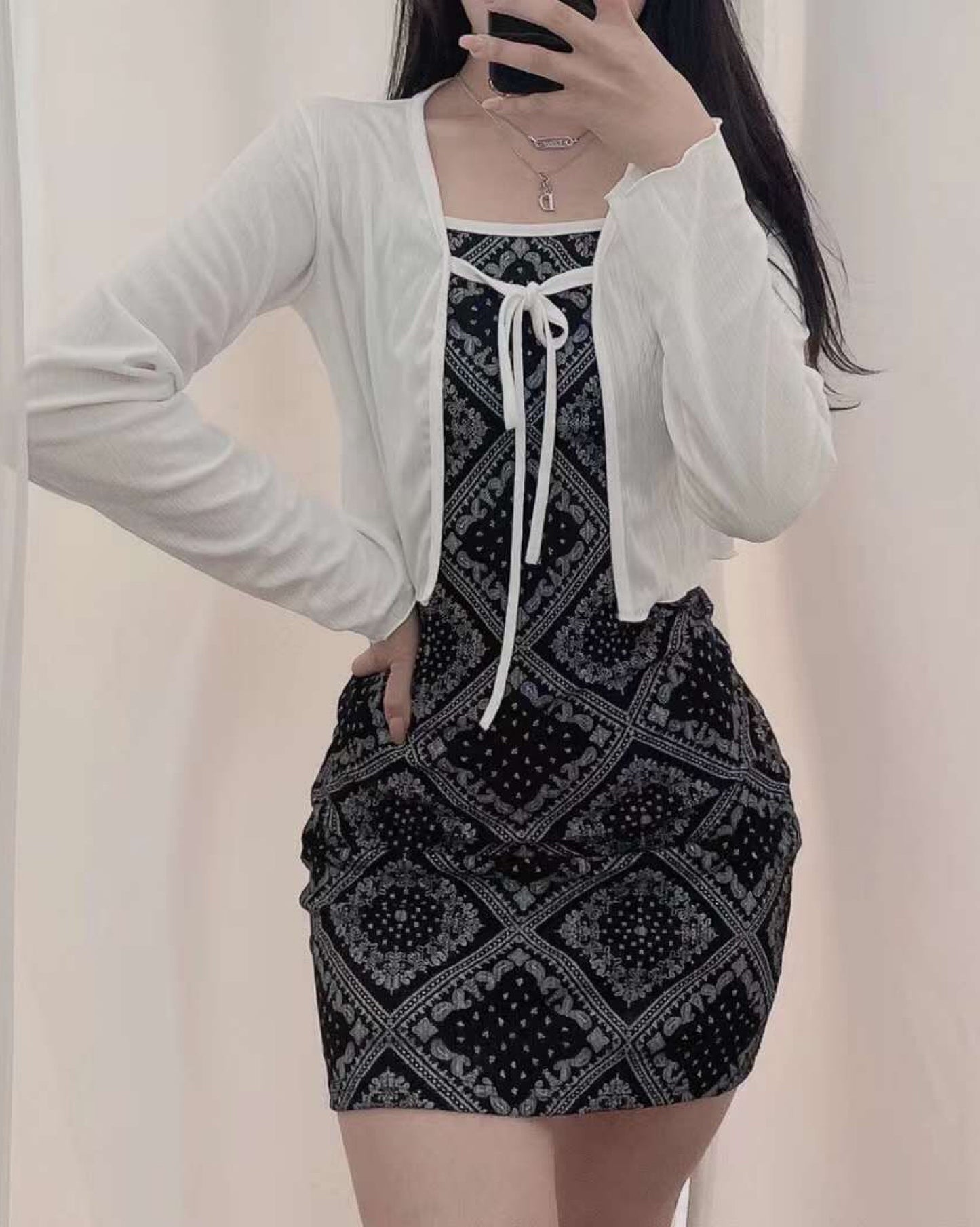 【約會推介.ᐟ.ᐟ】花紋𝗢𝗣𝗦 + 綁帶外套 𝗦𝗲𝘁