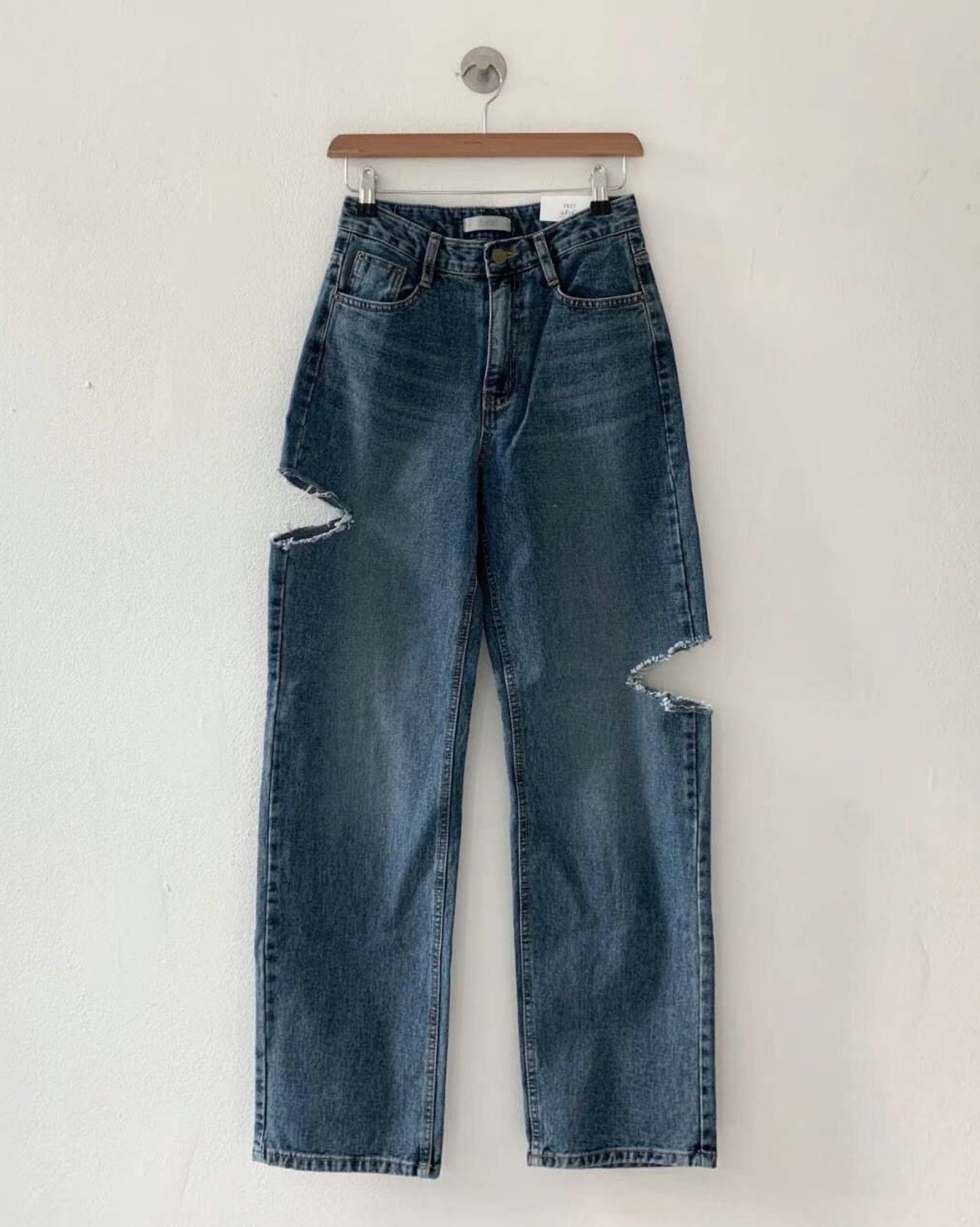 【必入推介.ᐟ.ᐟ】破洞牛仔高腰闊褲