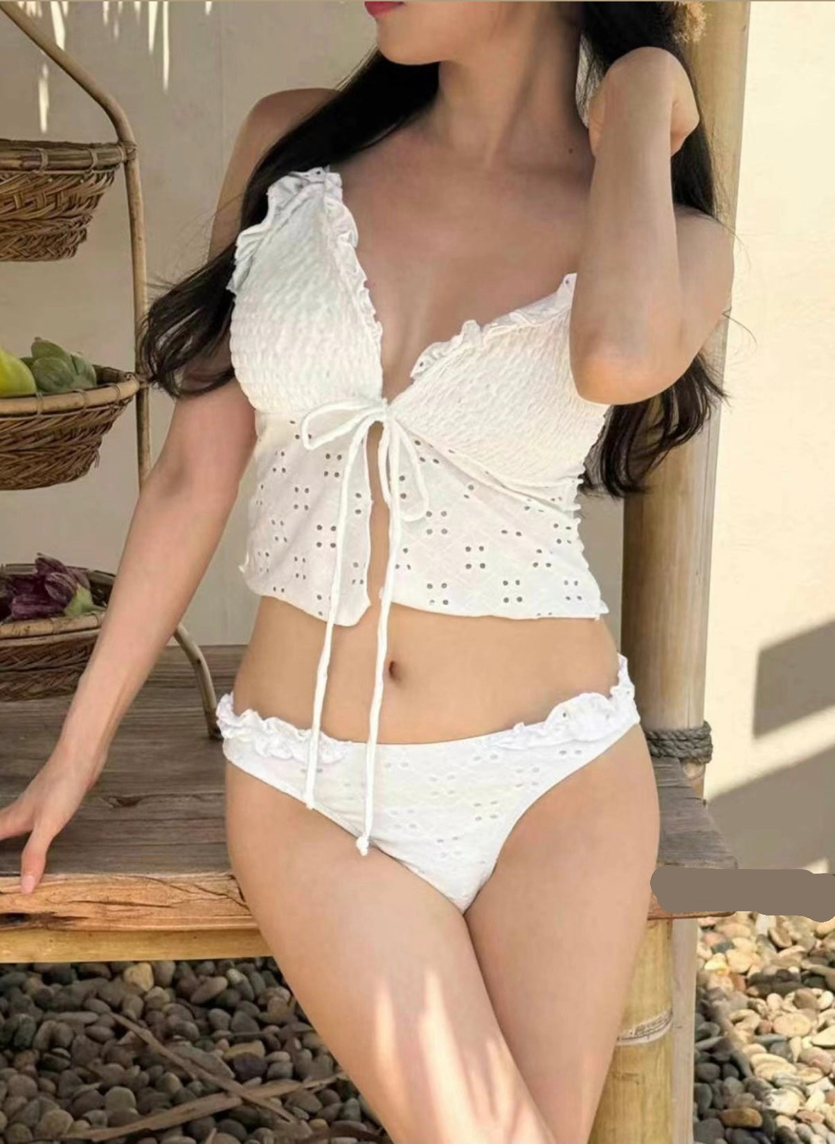 【 ⋆.˚🦋༘⋆早!鳥! 心型皺褶開叉泳衣𝗦𝗘𝗧】皺褶開叉泳衣裝