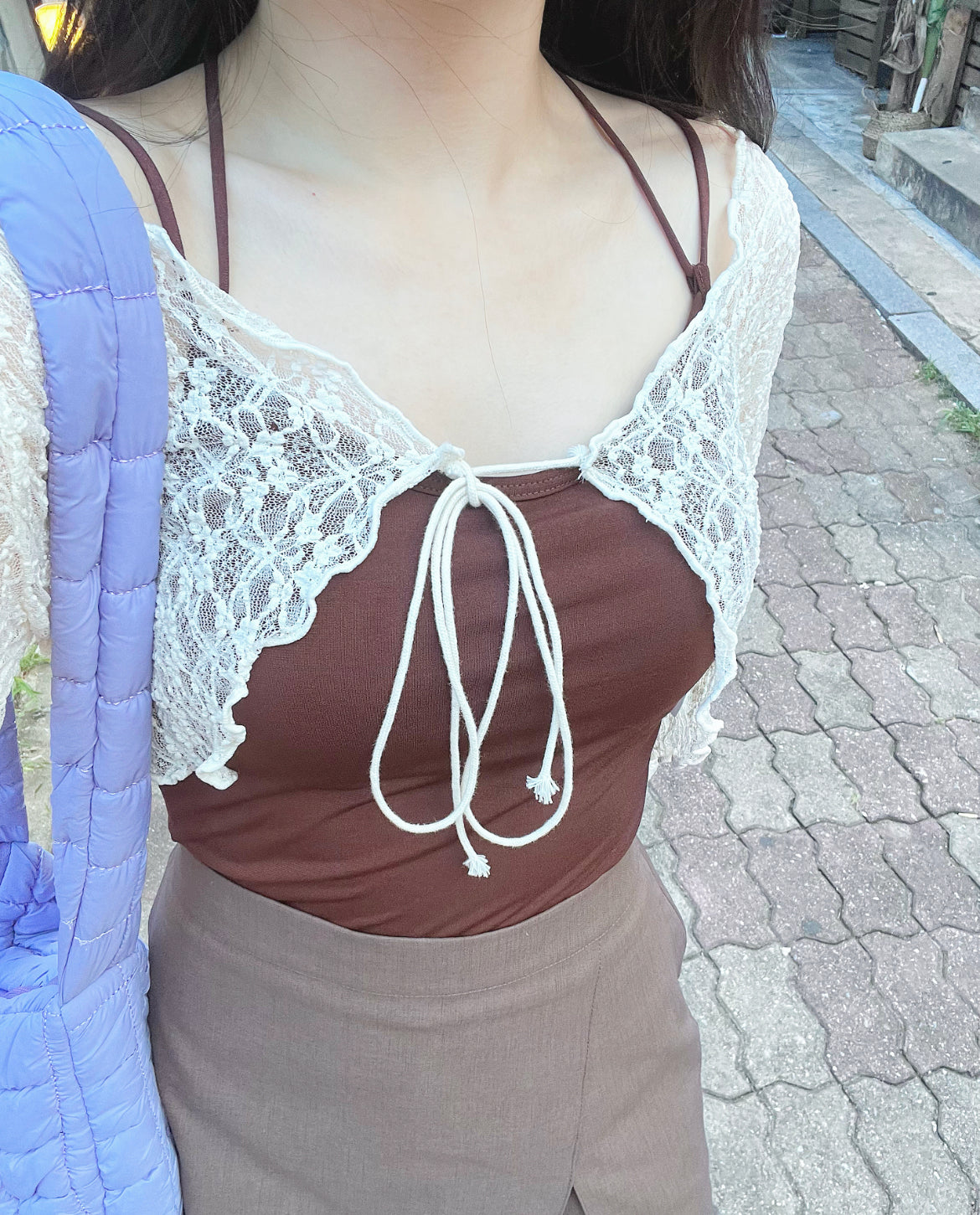 【𝗢𝗻𝗻𝗶 們必入ฅฅ 超強𝗟𝗮𝗰𝗲回歸 ⁽⁽٩(๑˃̶͈̀ ᗨ ˂̶͈́)۶⁾⁾ 】蕾絲小綁帶外套