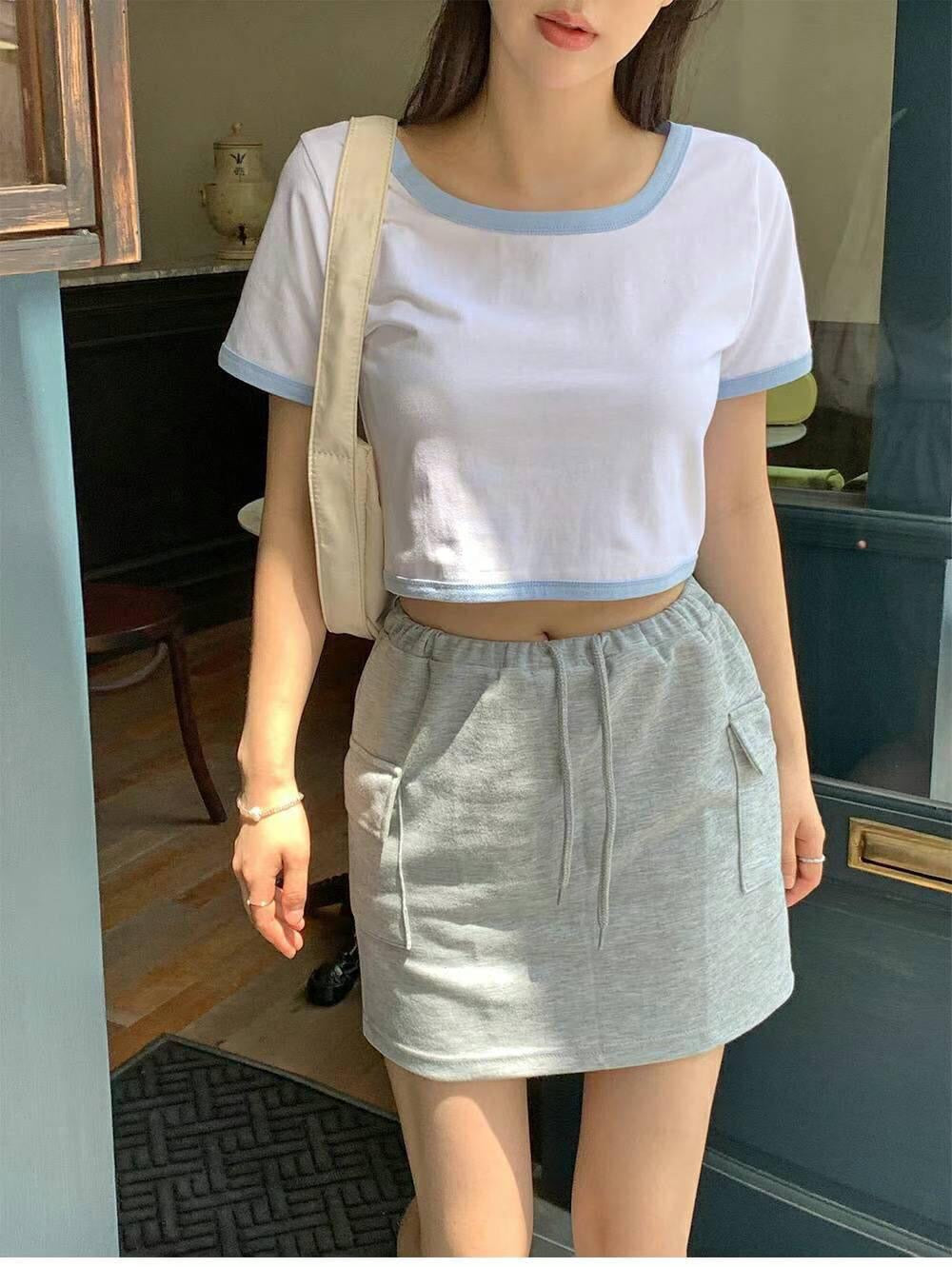 【✧˖°👟𝗦𝗽𝗼𝗿𝘁𝘆 𝗦𝘁𝘆𝗹𝗲 | 有口袋仔+綁繩.ᐟ.ᐟ】𝗔-𝗹𝗶𝗻𝗲 純棉小短裙