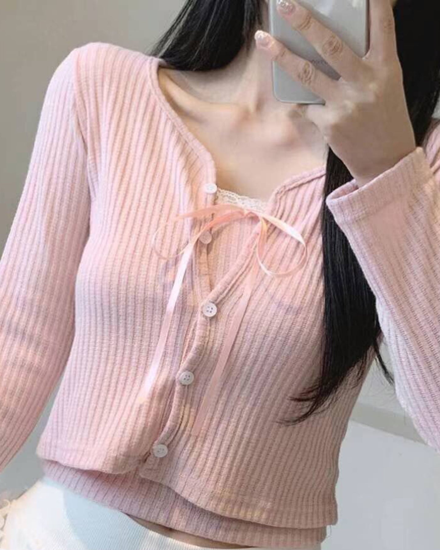 【早鳥價 | 甜美系列🍧】綁帶蕾絲 𝗩𝗲𝘀𝘁 + 𝗖𝗮𝗿𝗱𝗶𝗴𝗮𝗻 𝗦𝗲𝘁