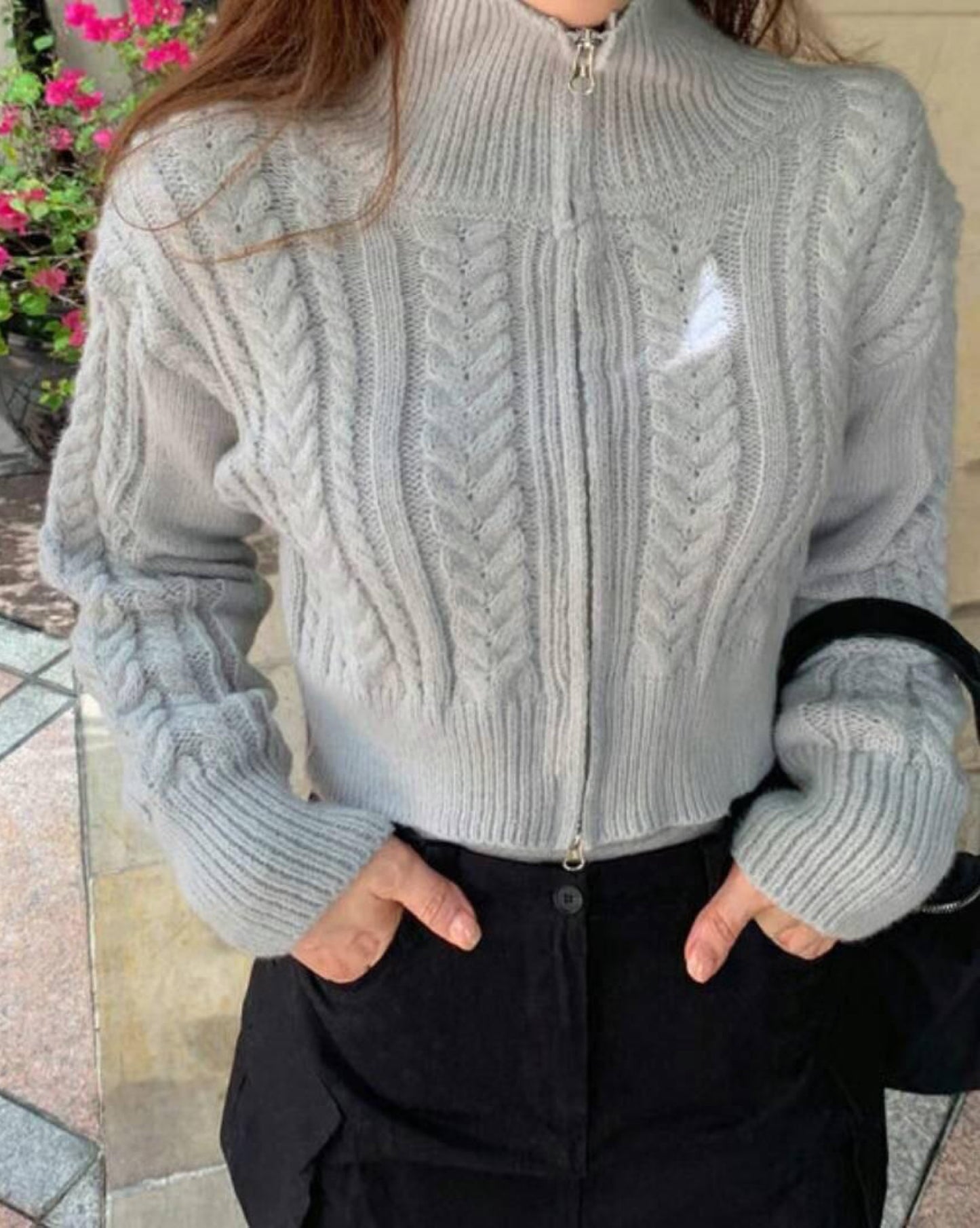 【超美麻花結+雙拉鏈.ᐟ.ᐟ】麻花結針織𝗧𝗼𝗽