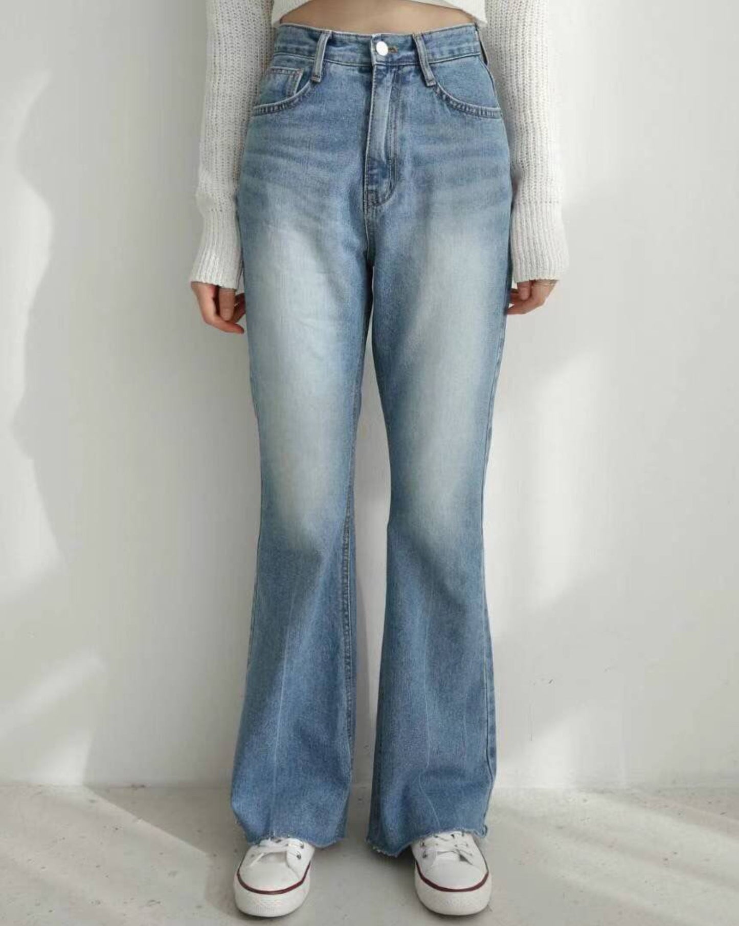 【必入修腿+③個𝗦𝗶𝘇𝗲.ᐟ.ᐟ】牛仔紋高腰闊褲