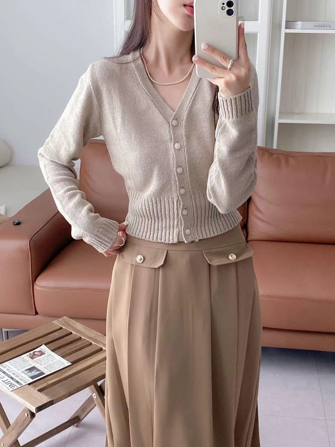 【 ˚₊‧꒰ა 𓂋 ໒꒱ ‧₊˚針織爆表  超美卡其色🤎 早鳥價】𝗦𝘄𝗲𝗲𝘁 𝗟𝗼𝘃𝗲 𝗖𝗮𝗿𝗱𝗶𝗴𝗮𝗻 𝗧𝗼𝗽