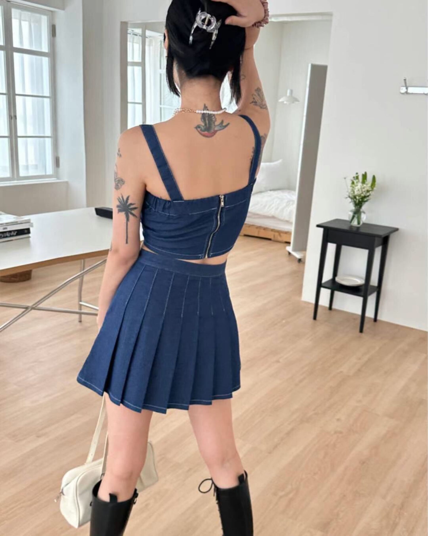 【早鳥價 | 牛仔𝗩𝗶𝗯𝗲+可分開入手.ᐟ.ᐟ】𝗛𝗲𝗮𝗿𝘁 𝗦𝗵𝗮𝗽𝗲 𝗧𝗼𝗽+𝗦𝗸𝗶𝗿𝘁 𝗦𝗲𝘁 (連𝗣𝗔𝗗)