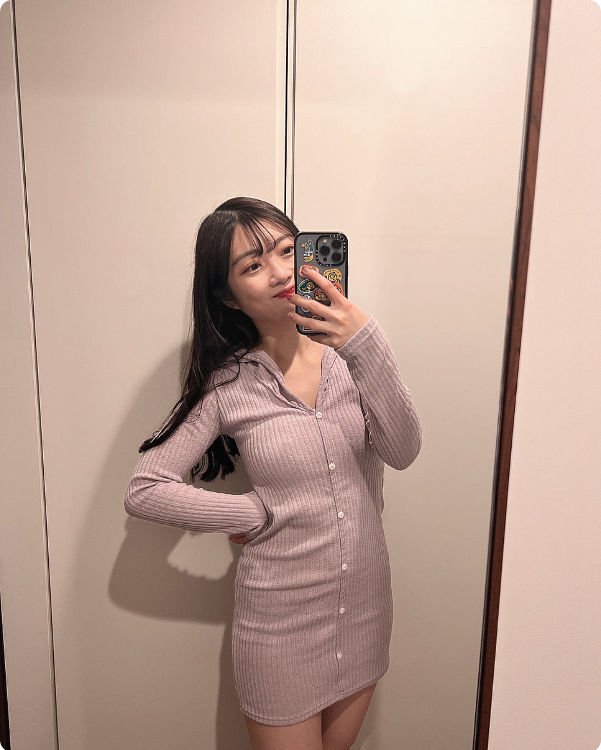 【超美薰衣草色.ᐟ.ᐟ】小扣鈕連帽裙𝗢𝗣𝗦