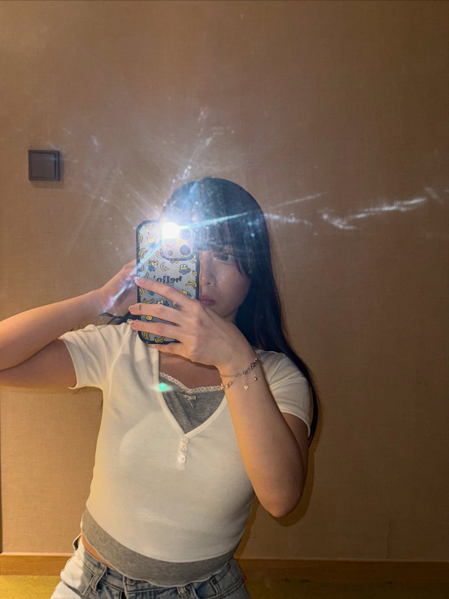 【🤍短版進場🤍拼色假兩件♔♔ 】𝗦𝘄𝗲𝗲𝘁 𝗚𝗶𝗿𝗹 𝗧 (𝗦𝗛𝗢𝗥𝗧 𝗩𝗘𝗥.)