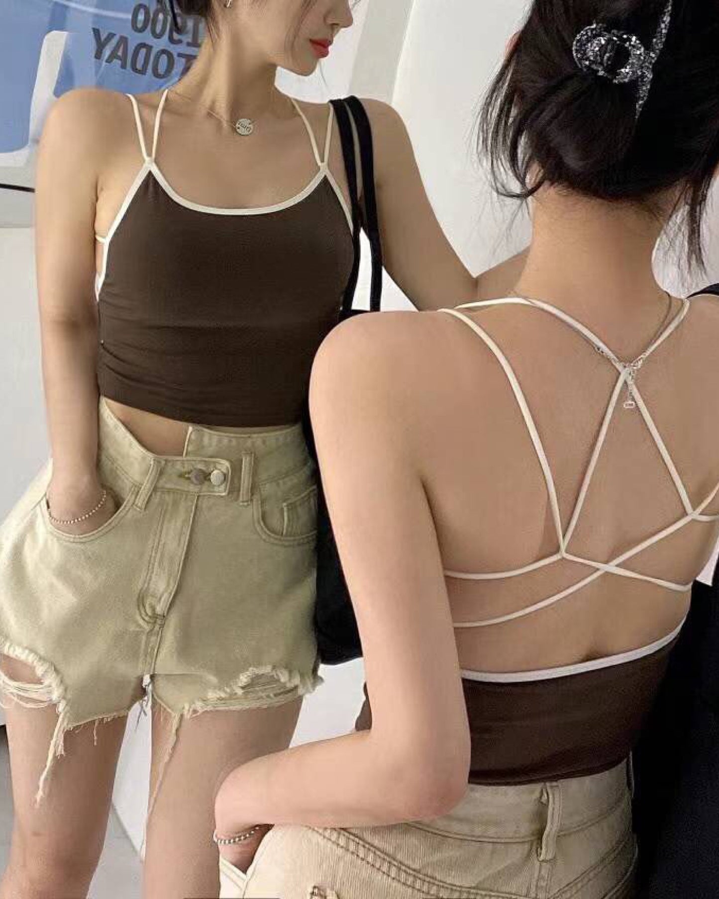 【有𝗣𝘂𝘀𝗵 𝗨𝗽 效果+前後交叉.ᐟ.ᐟ】𝗖𝗿𝗼𝘀𝘀 𝗛𝗶𝗴𝗵𝗹𝗶𝗴𝗵𝘁 𝗕𝗿𝗮 𝗧𝗼𝗽 (連𝗣𝗔𝗗)