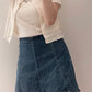 【後面有安全扣+拉鏈 | 𝟯 𝗦𝗶𝘇𝗲.ᐟ.ᐟ】彈性牛仔高腰傘裙
