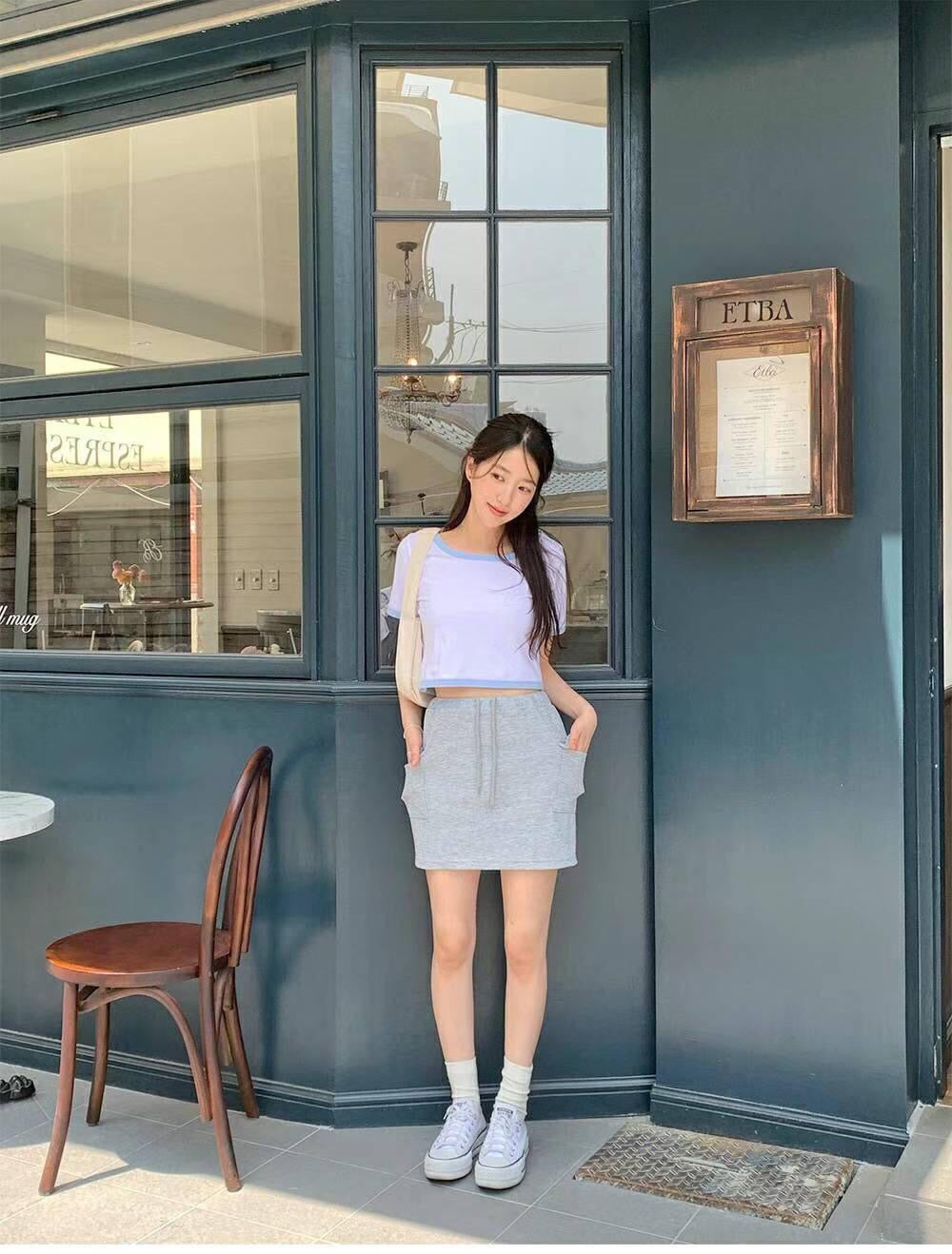 【✧˖°👟𝗦𝗽𝗼𝗿𝘁𝘆 𝗦𝘁𝘆𝗹𝗲 | 有口袋仔+綁繩.ᐟ.ᐟ】𝗔-𝗹𝗶𝗻𝗲 純棉小短裙