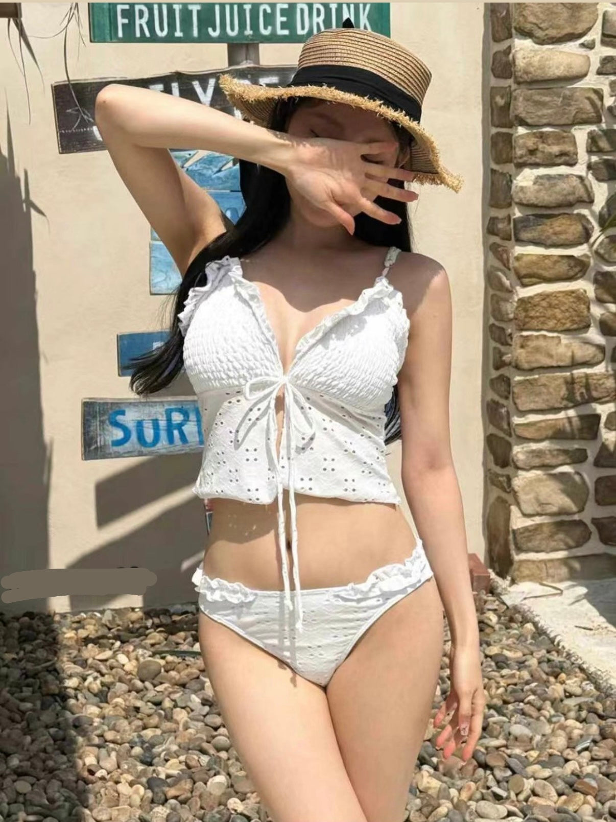 【 ⋆.˚🦋༘⋆早!鳥! 心型皺褶開叉泳衣𝗦𝗘𝗧】皺褶開叉泳衣裝