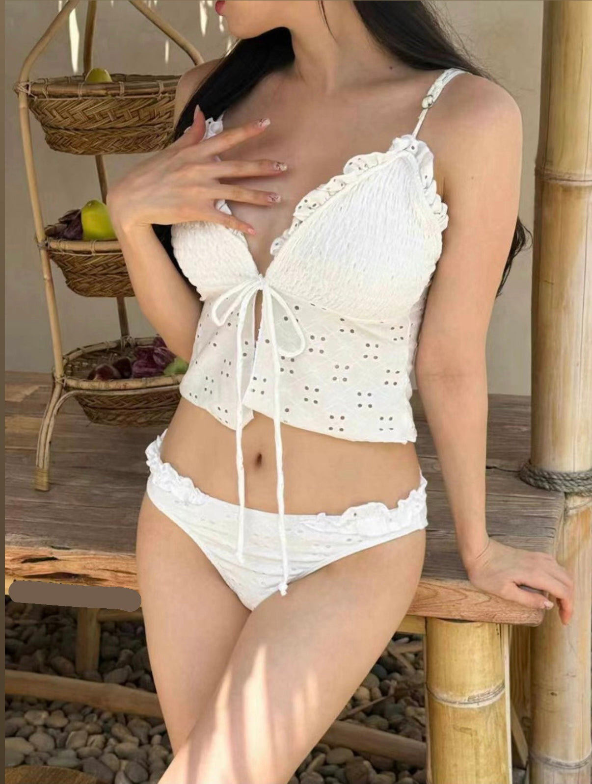 【 ⋆.˚🦋༘⋆早!鳥! 心型皺褶開叉泳衣𝗦𝗘𝗧】皺褶開叉泳衣裝