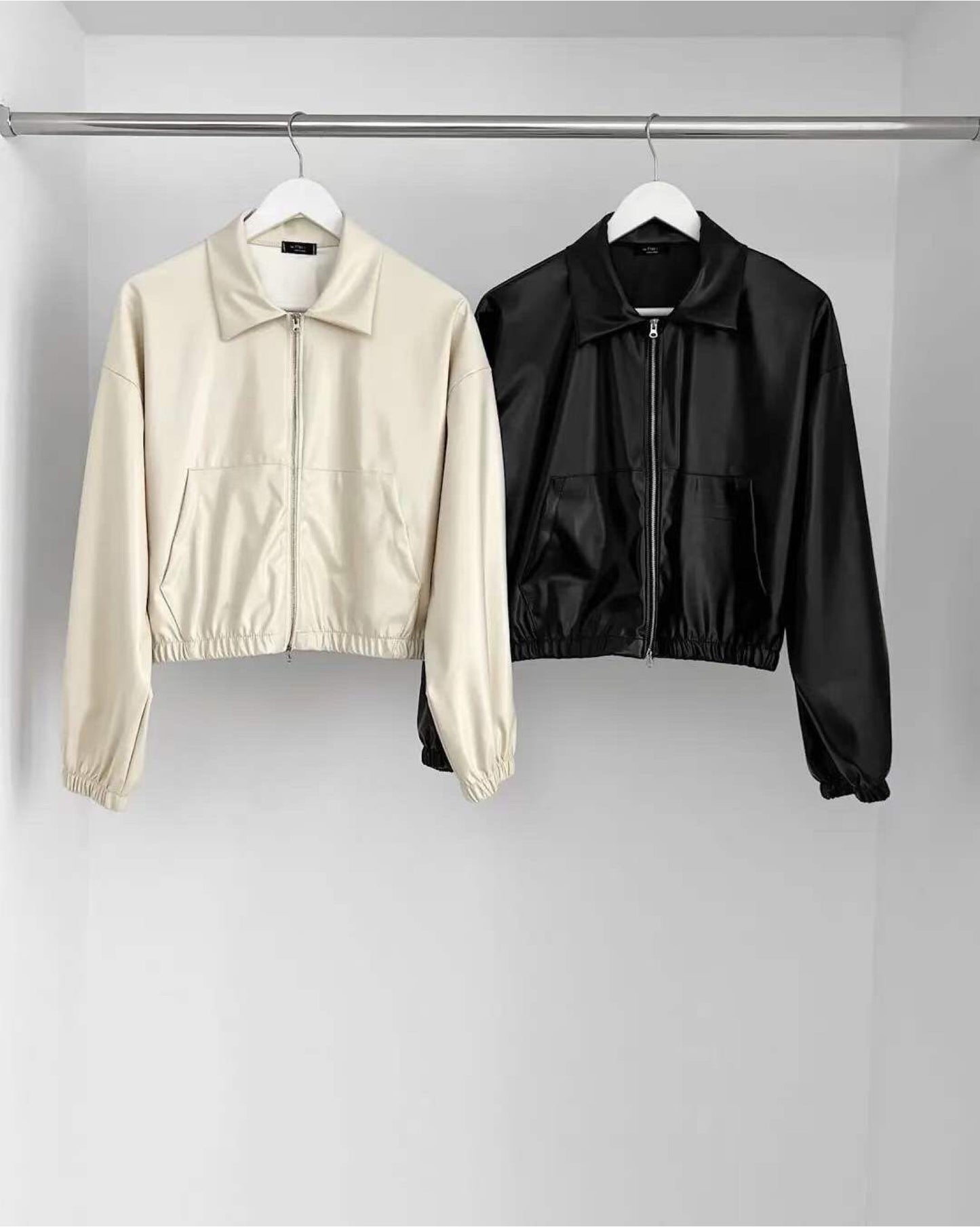 【超高質皮褸+雙𝗭𝗶𝗽-𝘂𝗽.ᐟ.ᐟ】滑面皮外套