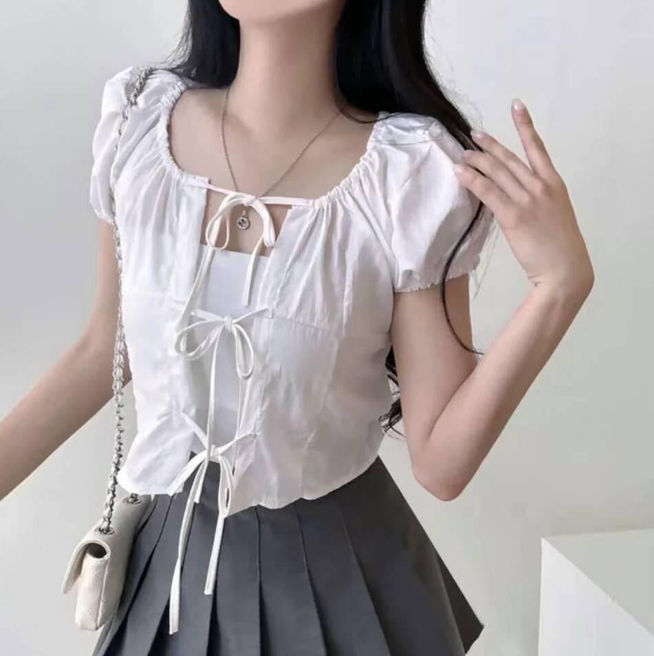 【„.-•~¹°”ˆ˜¨ 早鳥~ 三綁帶♡溫柔泡泡袖 🦢】𝗛𝗮𝗻𝗱𝗼𝘃𝗲𝗿 𝗕𝘂𝗯𝗯𝗹𝗲 𝗧𝗼𝗽