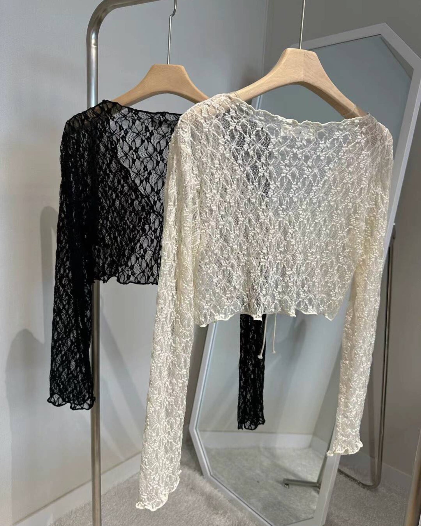 【𝗢𝗻𝗻𝗶 們必入ฅฅ 超強𝗟𝗮𝗰𝗲回歸 ⁽⁽٩(๑˃̶͈̀ ᗨ ˂̶͈́)۶⁾⁾ 】蕾絲小綁帶外套