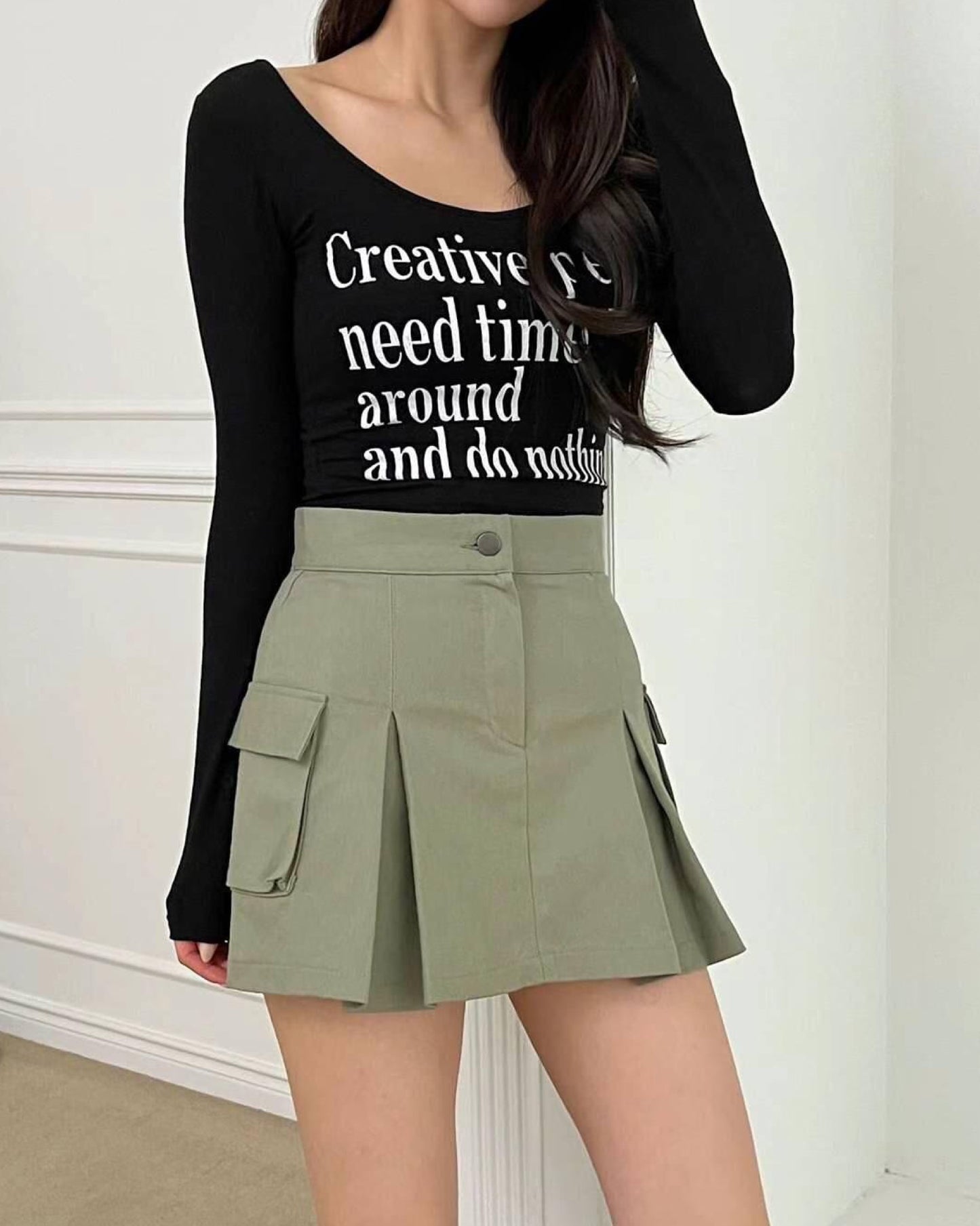 【型格+工裝風 | 𝟮 𝗦𝗶𝘇𝗲 .ᐟ.ᐟ】𝗚𝗶𝗿𝗹𝘆 𝗖𝗮𝗿𝗴𝗼 𝗦𝗸𝗶𝗿𝘁 (𝗩𝗲𝗿 𝟮 附打底+裙袋)