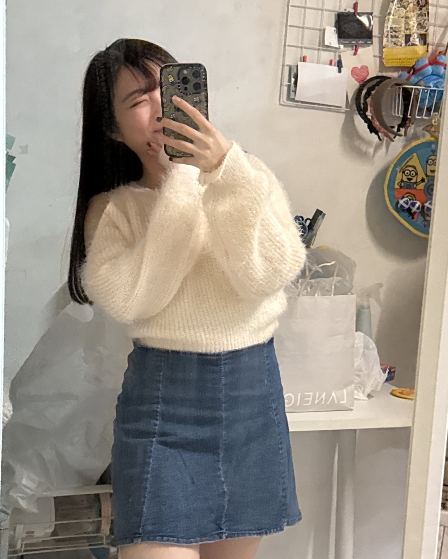 【美爆冰藍色～舒服厚毛毛+斜肩位.ᐟ.ᐟ】𝗙𝘂𝘇𝘇𝘆 𝗠𝗼𝗺𝗼 𝗧𝗼𝗽