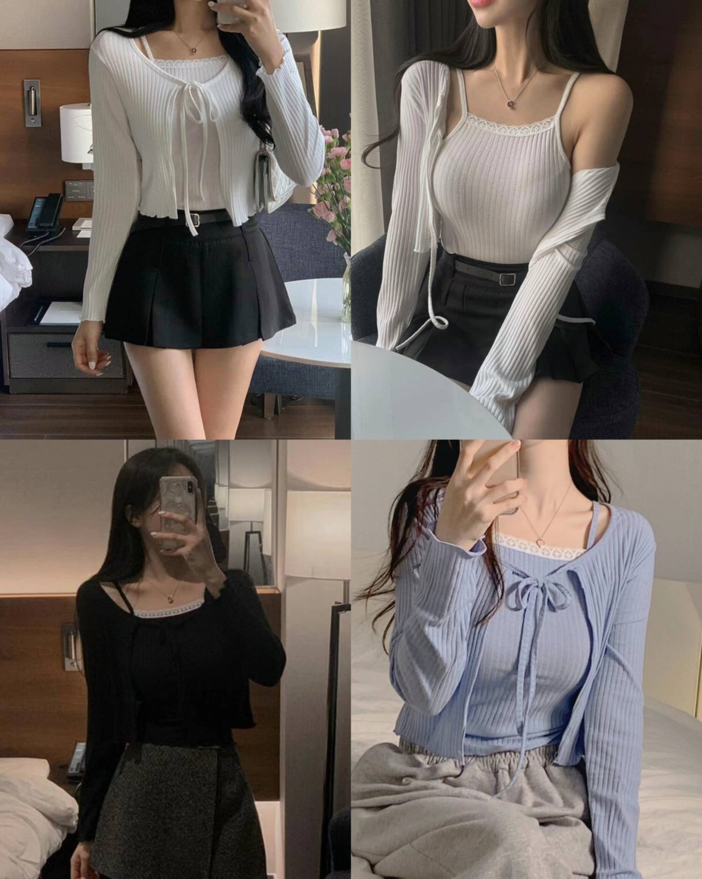 【 𝗖𝗼𝗺𝗲𝗯𝗮𝗰𝗸.ᐟ.ᐟ】𝗟𝗶𝘁𝘁𝗹𝗲 𝗟𝗮𝗰𝗲 綁帶式 𝗩𝗲𝘀𝘁 + 𝗖𝗮𝗿𝗱𝗶𝗴𝗮𝗻 𝗦𝗲𝘁