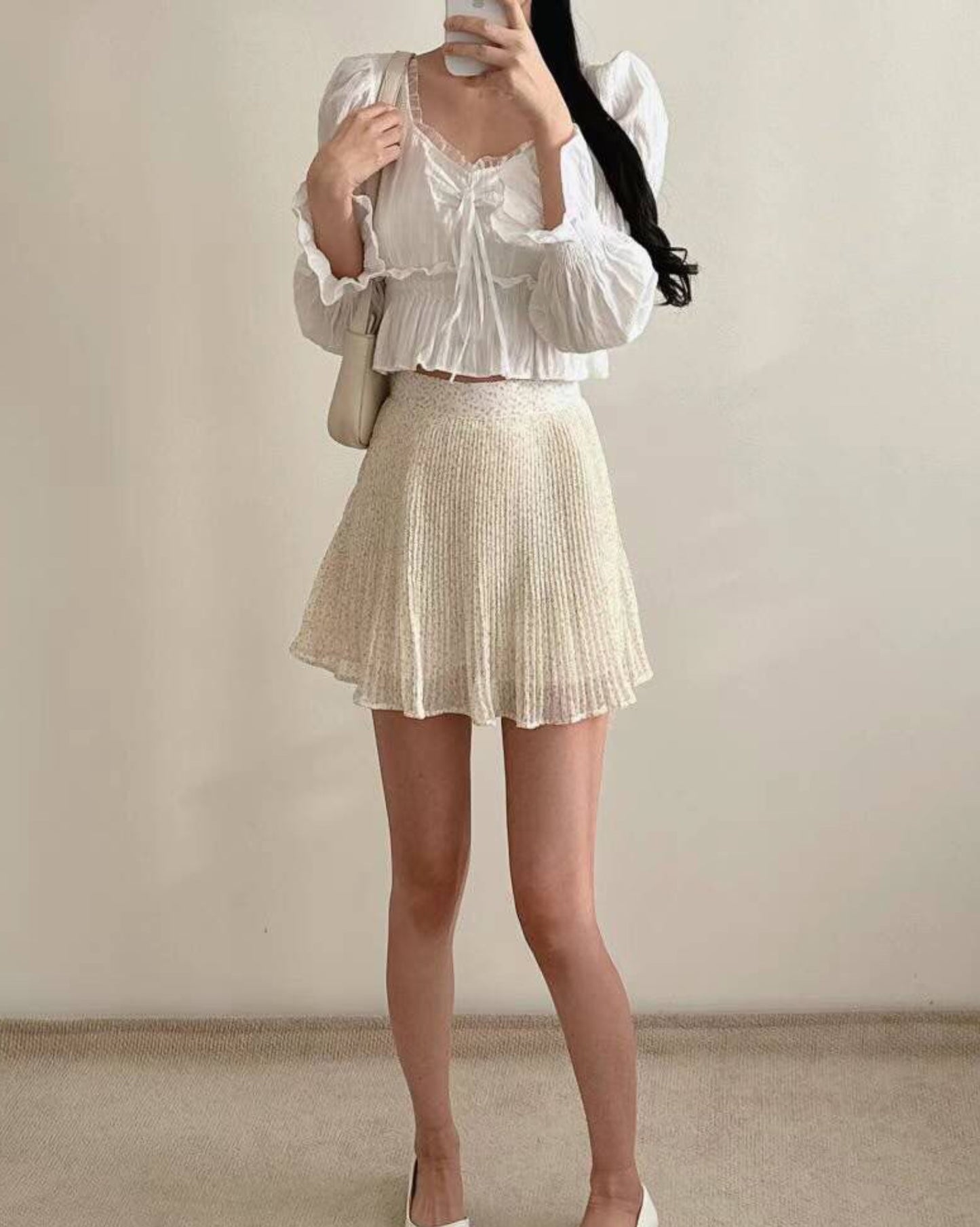 【٩(^ᗜ^ )و ´-高詢問度.ᐟ.彈力靚靚碎花～修𝗦𝗵𝗮𝗽𝗲～】小碎花百摺裙仔 (𝗩𝗲𝗿 𝟮.)