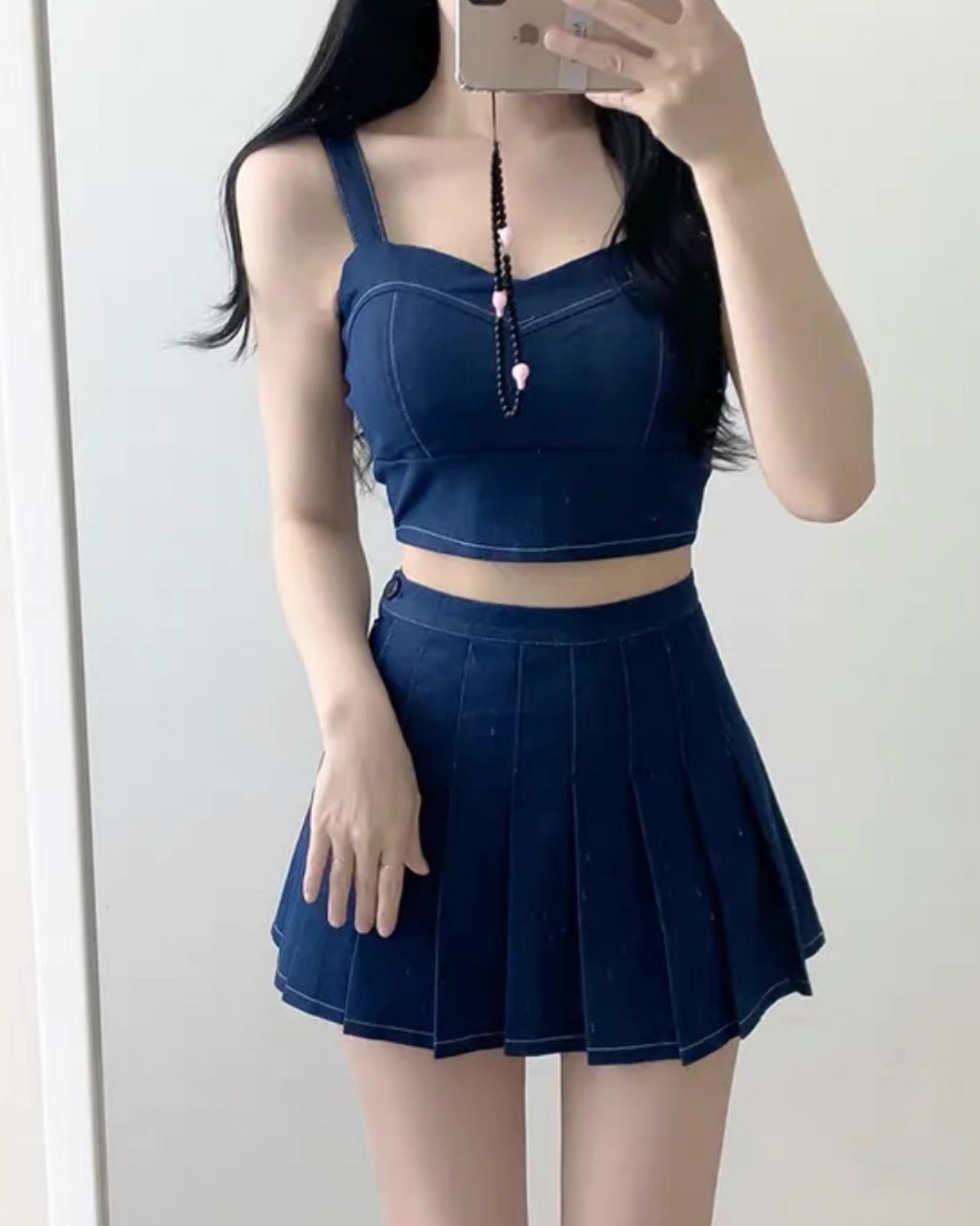 【早鳥價 | 牛仔𝗩𝗶𝗯𝗲+可分開入手.ᐟ.ᐟ】𝗛𝗲𝗮𝗿𝘁 𝗦𝗵𝗮𝗽𝗲 𝗧𝗼𝗽+𝗦𝗸𝗶𝗿𝘁 𝗦𝗲𝘁 (連𝗣𝗔𝗗)