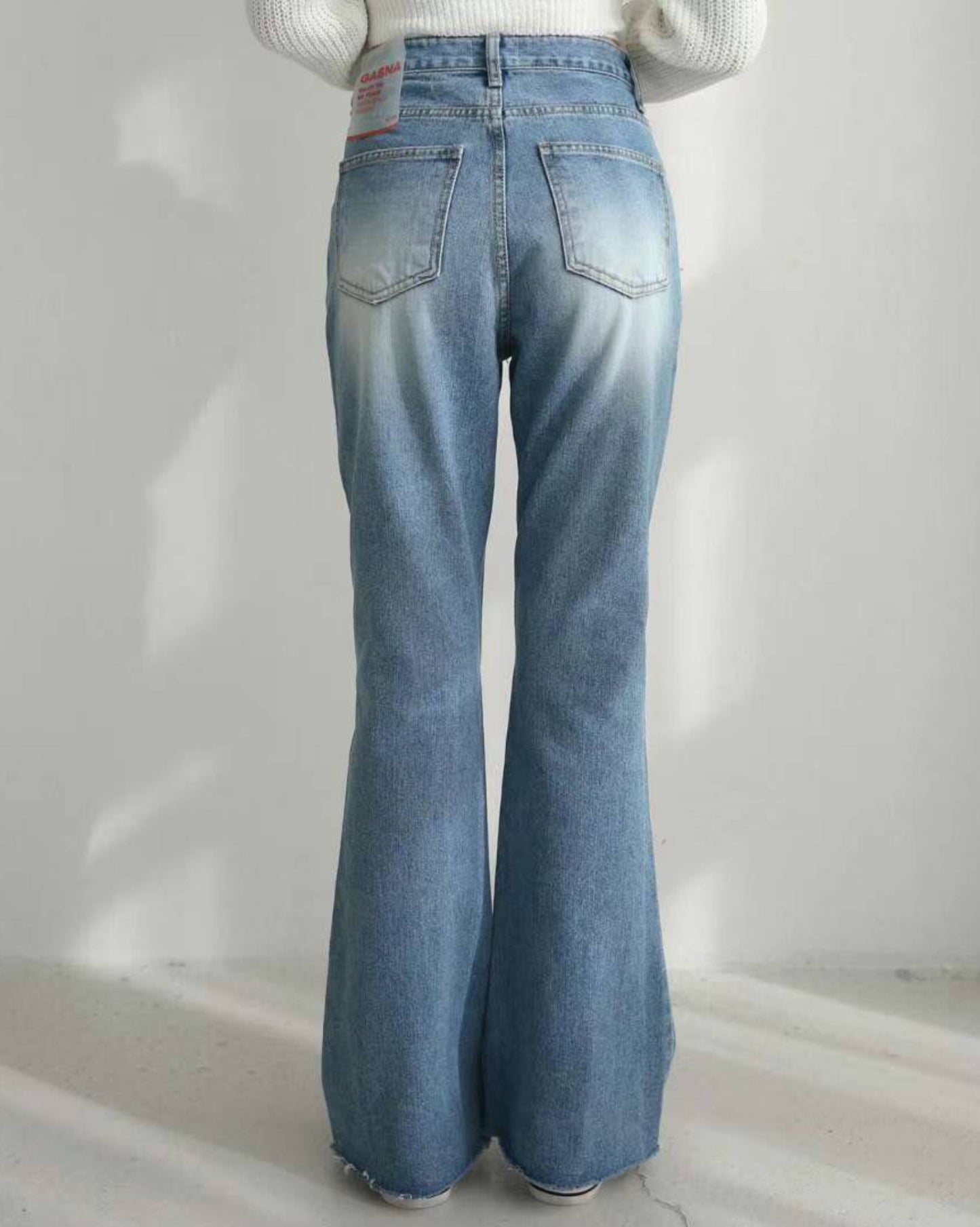 【必入修腿+③個𝗦𝗶𝘇𝗲.ᐟ.ᐟ】牛仔紋高腰闊褲