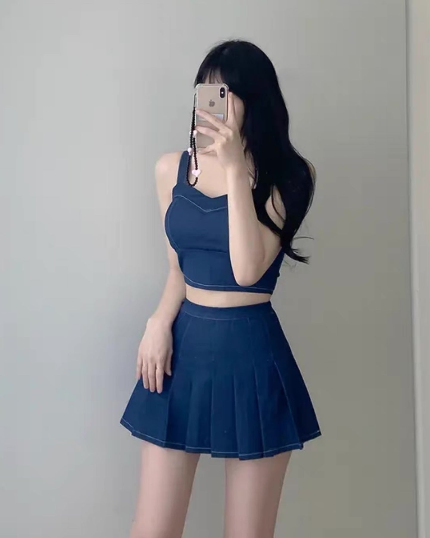 【早鳥價 | 牛仔𝗩𝗶𝗯𝗲+可分開入手.ᐟ.ᐟ】𝗛𝗲𝗮𝗿𝘁 𝗦𝗵𝗮𝗽𝗲 𝗧𝗼𝗽+𝗦𝗸𝗶𝗿𝘁 𝗦𝗲𝘁 (連𝗣𝗔𝗗)