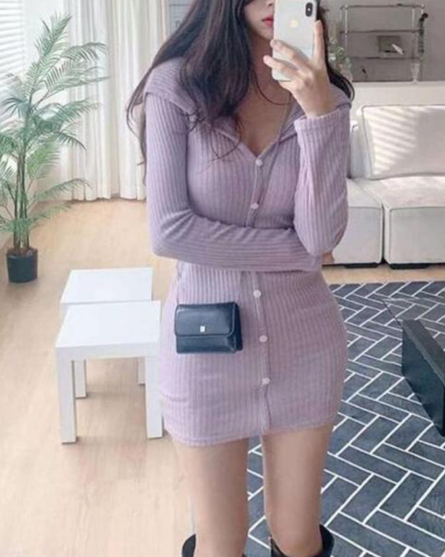 【超美薰衣草色.ᐟ.ᐟ】小扣鈕連帽裙𝗢𝗣𝗦