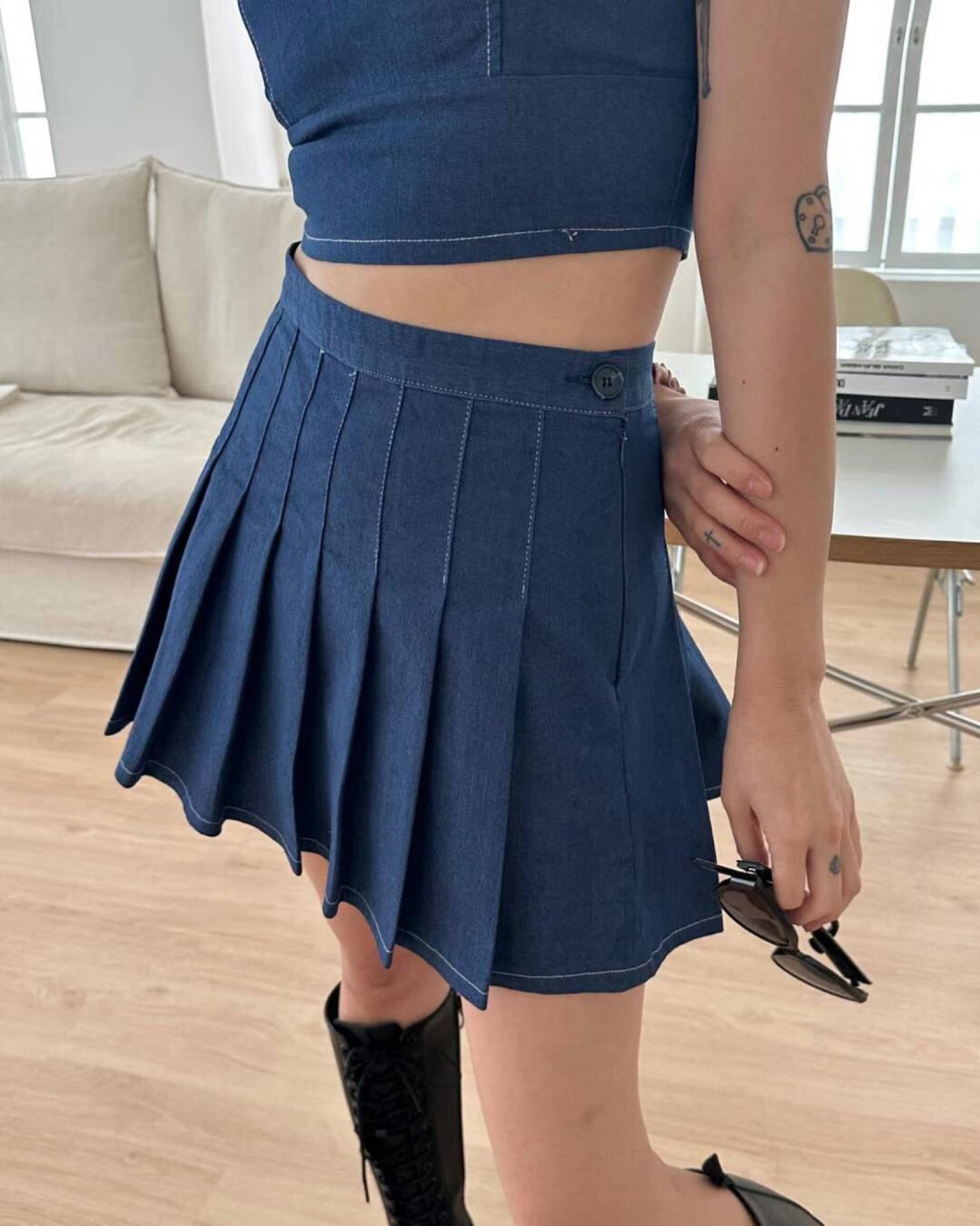 【早鳥價 | 牛仔𝗩𝗶𝗯𝗲+可分開入手.ᐟ.ᐟ】𝗛𝗲𝗮𝗿𝘁 𝗦𝗵𝗮𝗽𝗲 𝗧𝗼𝗽+𝗦𝗸𝗶𝗿𝘁 𝗦𝗲𝘁 (連𝗣𝗔𝗗)